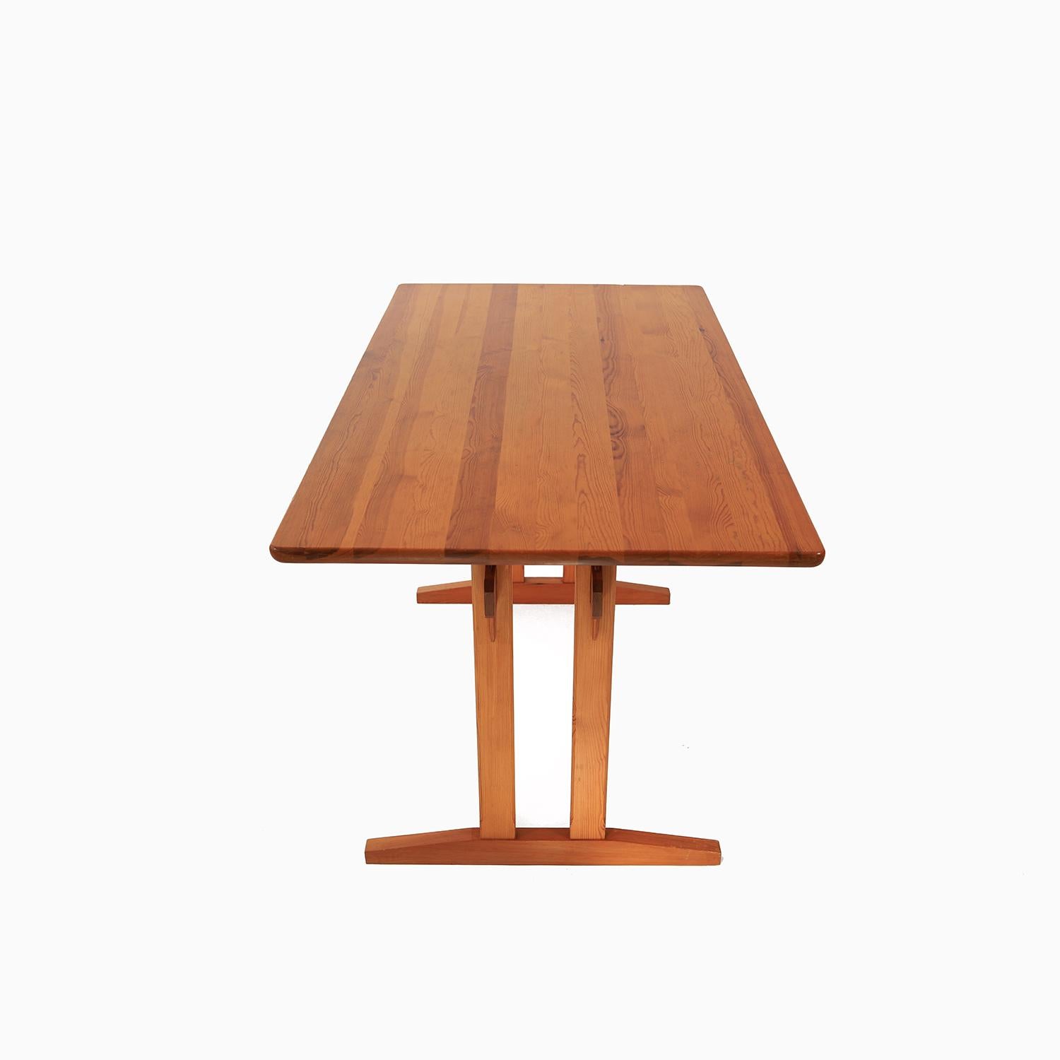 Scandinavian Modern Swedish Modern Pine Trestle Base Table
