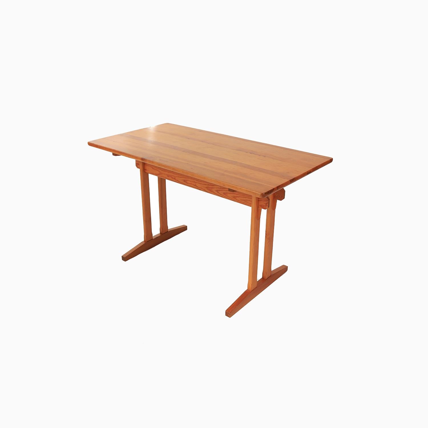 Swedish Modern Pine Trestle Base Table In Good Condition In Minneapolis, MN