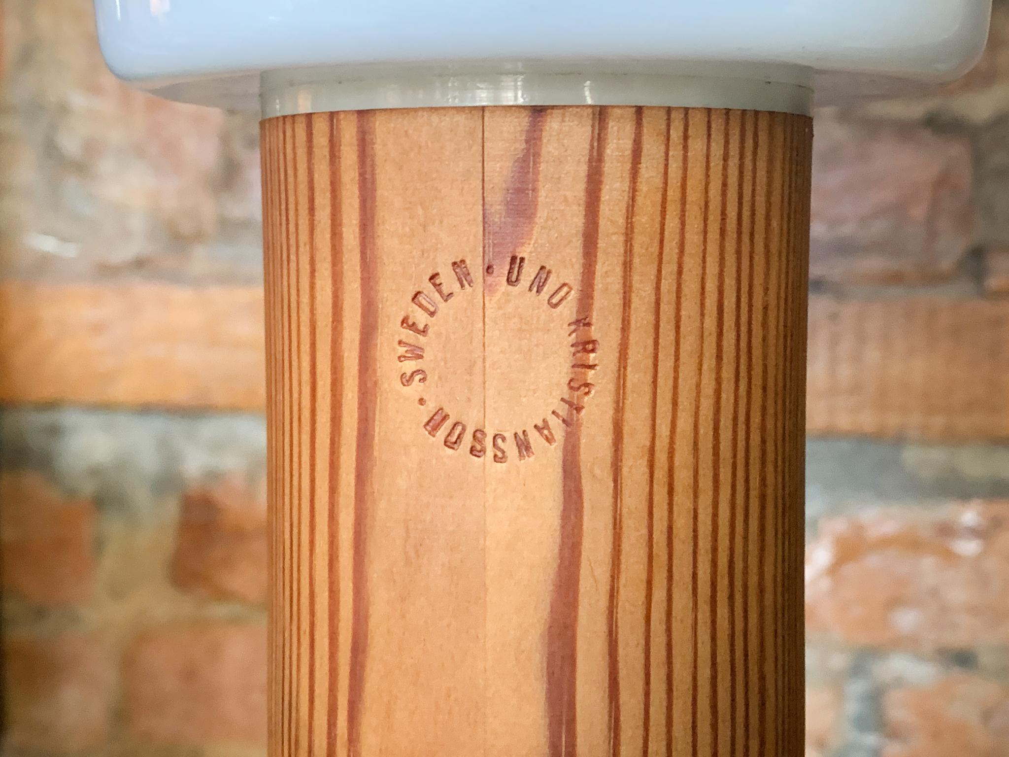 Acrylic Swedish Modern Pinewood Table Lamp by Uno Kristiansson For Sale