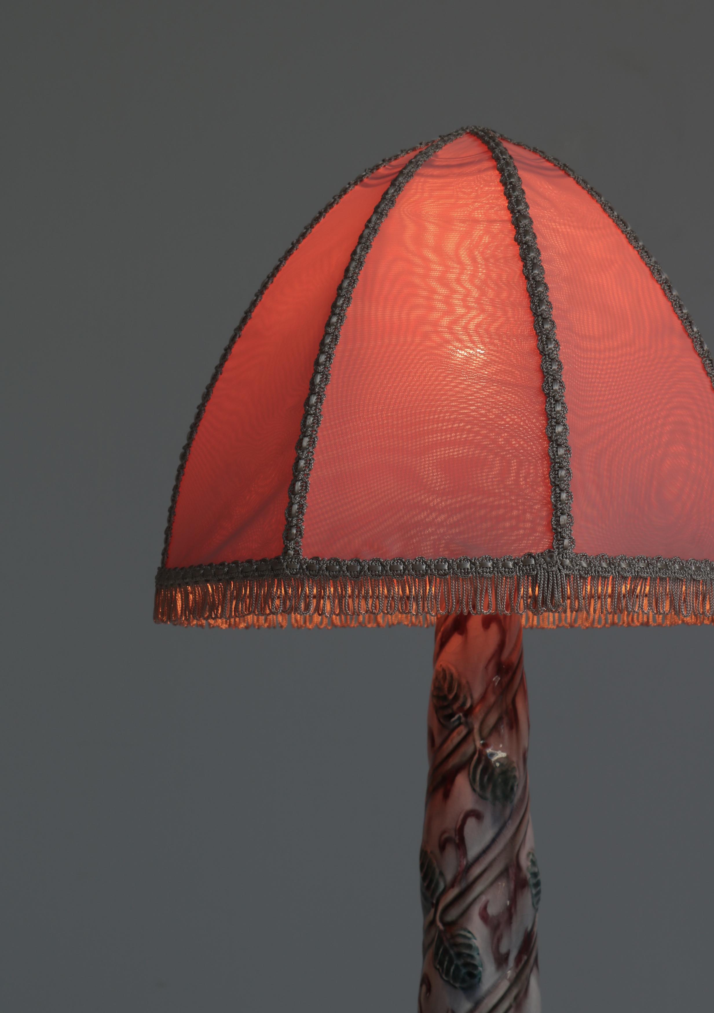 Schwedische Grace Pink-Porzellan-Tischlampe mit Foliage-Dekor, Louise Adelborg, 1920er-Jahre im Angebot 5