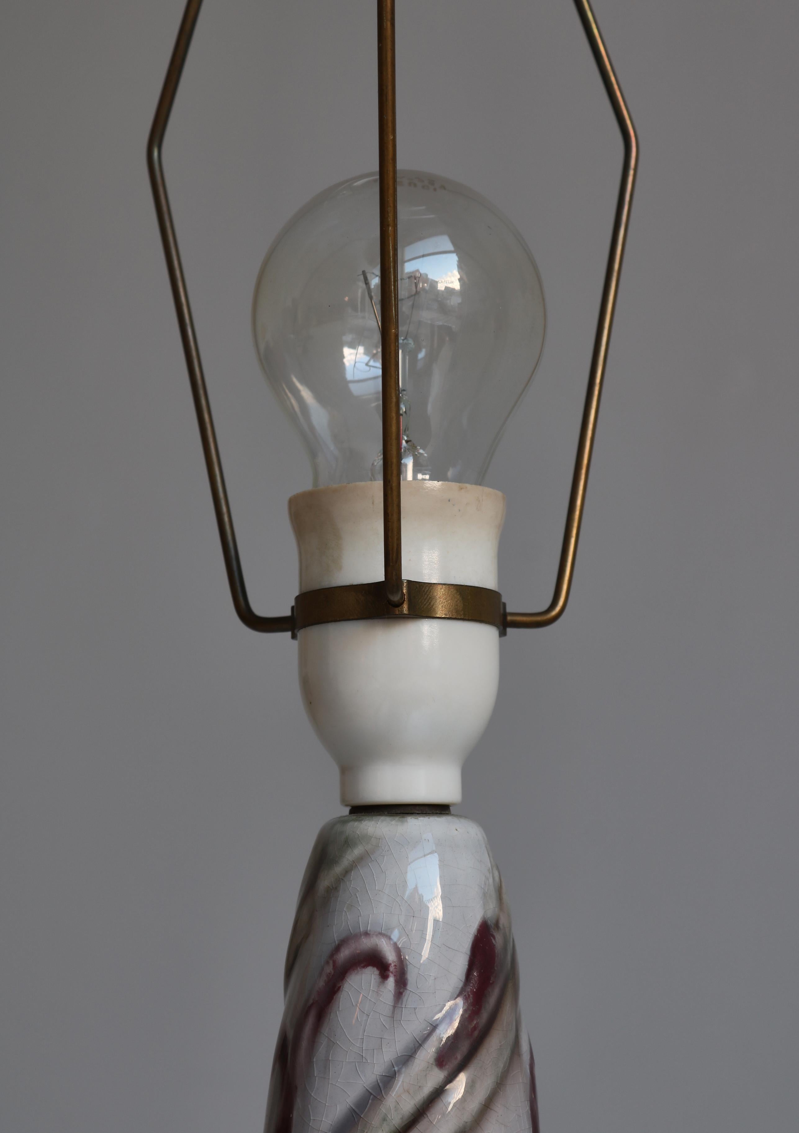 Schwedische Grace Pink-Porzellan-Tischlampe mit Foliage-Dekor, Louise Adelborg, 1920er-Jahre im Angebot 9