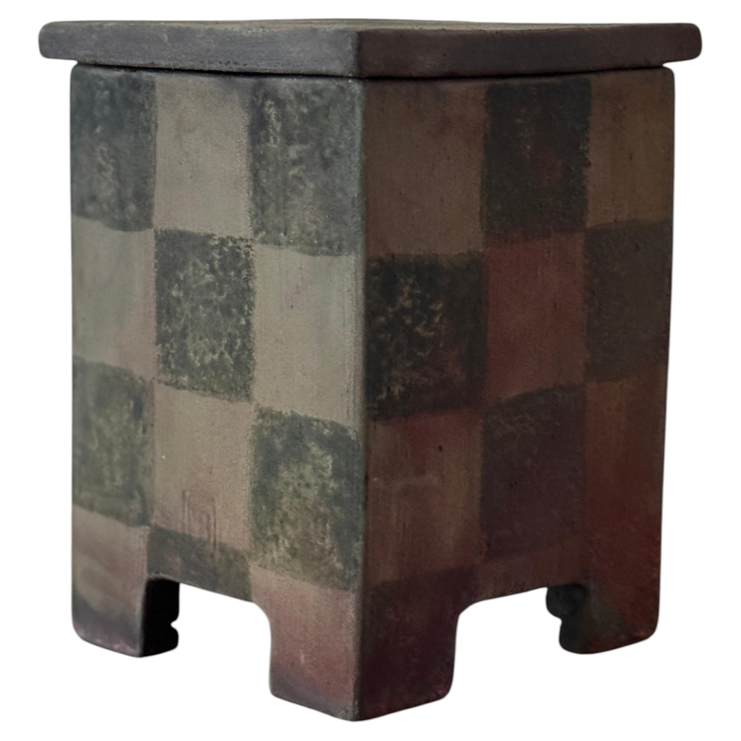 Swedish Modern Raku-Fired Stoneware Box by Birgitta Svensson Studio
