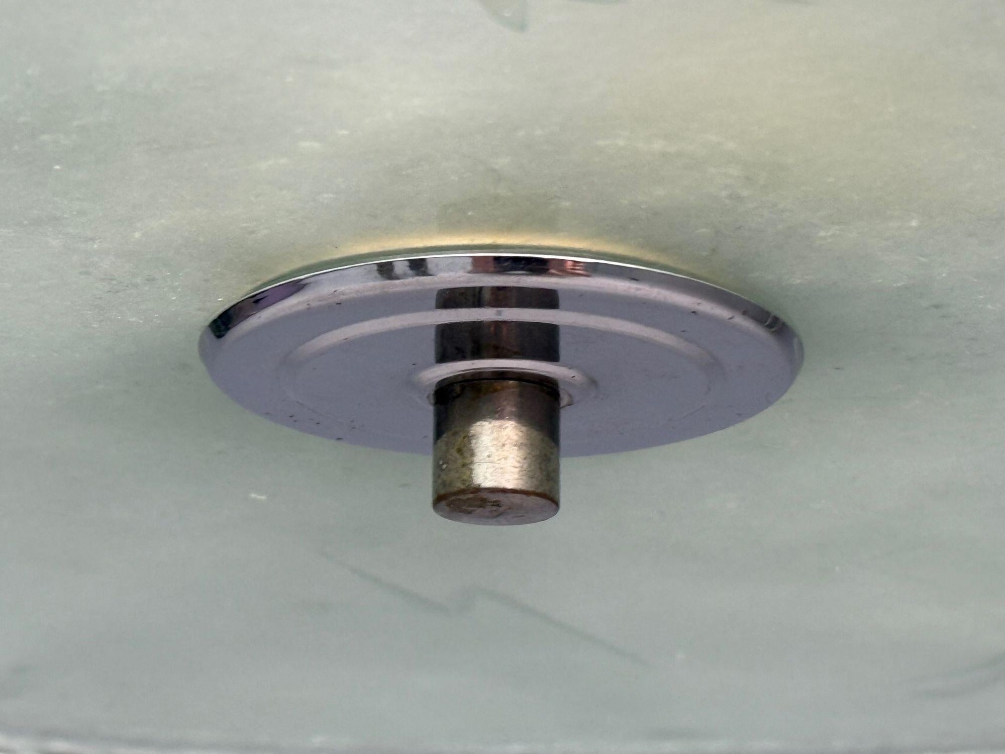 Swedish Modern, Raw Glass, Metal, Pendant Light, Sweden, 1940s For Sale 7