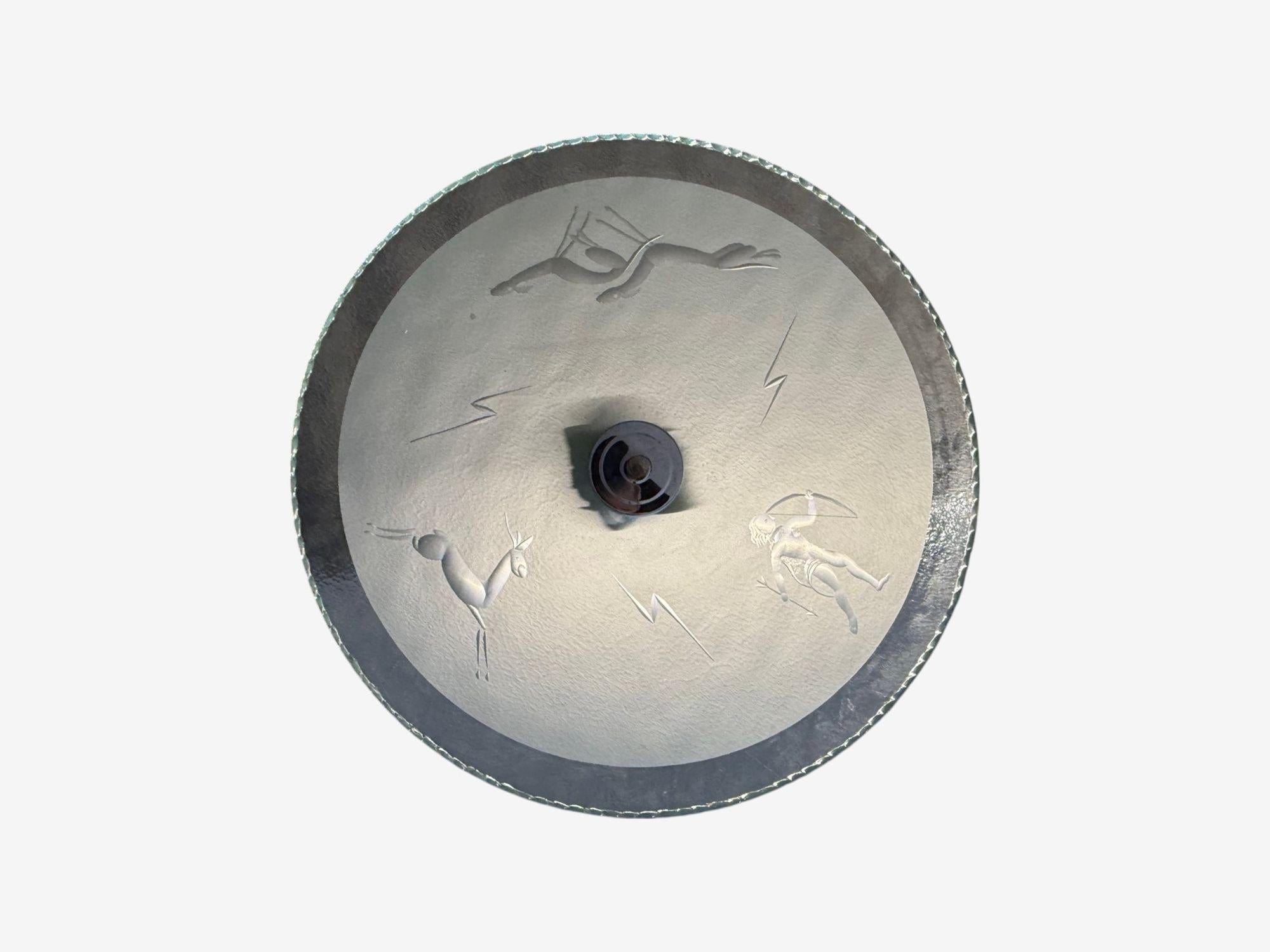 Swedish Modern, Raw Glass, Metal, Pendant Light, Sweden, 1940s For Sale 1