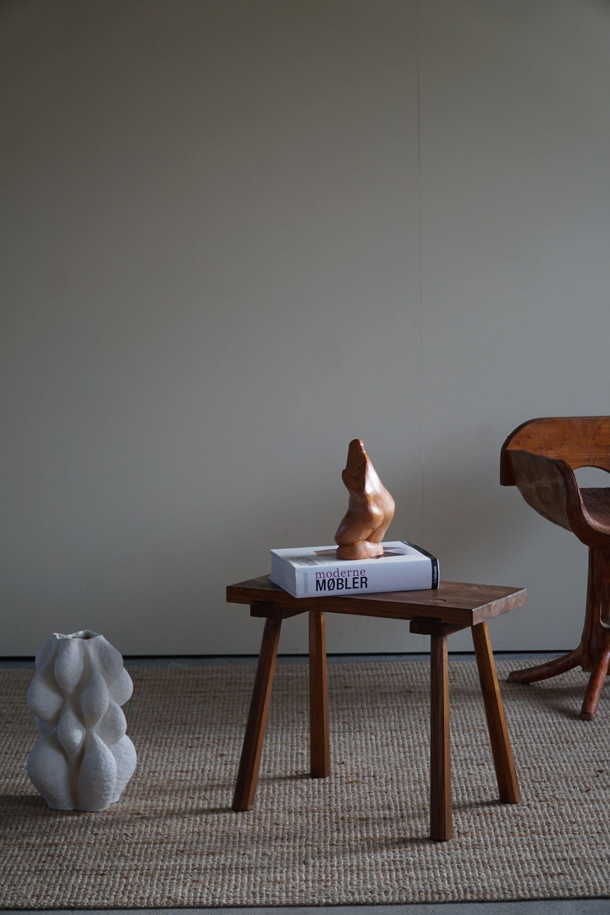 Scandinavian Modern Swedish Modern Rectangular Stool in Solid Pine by Carl Malmsten, 1950s