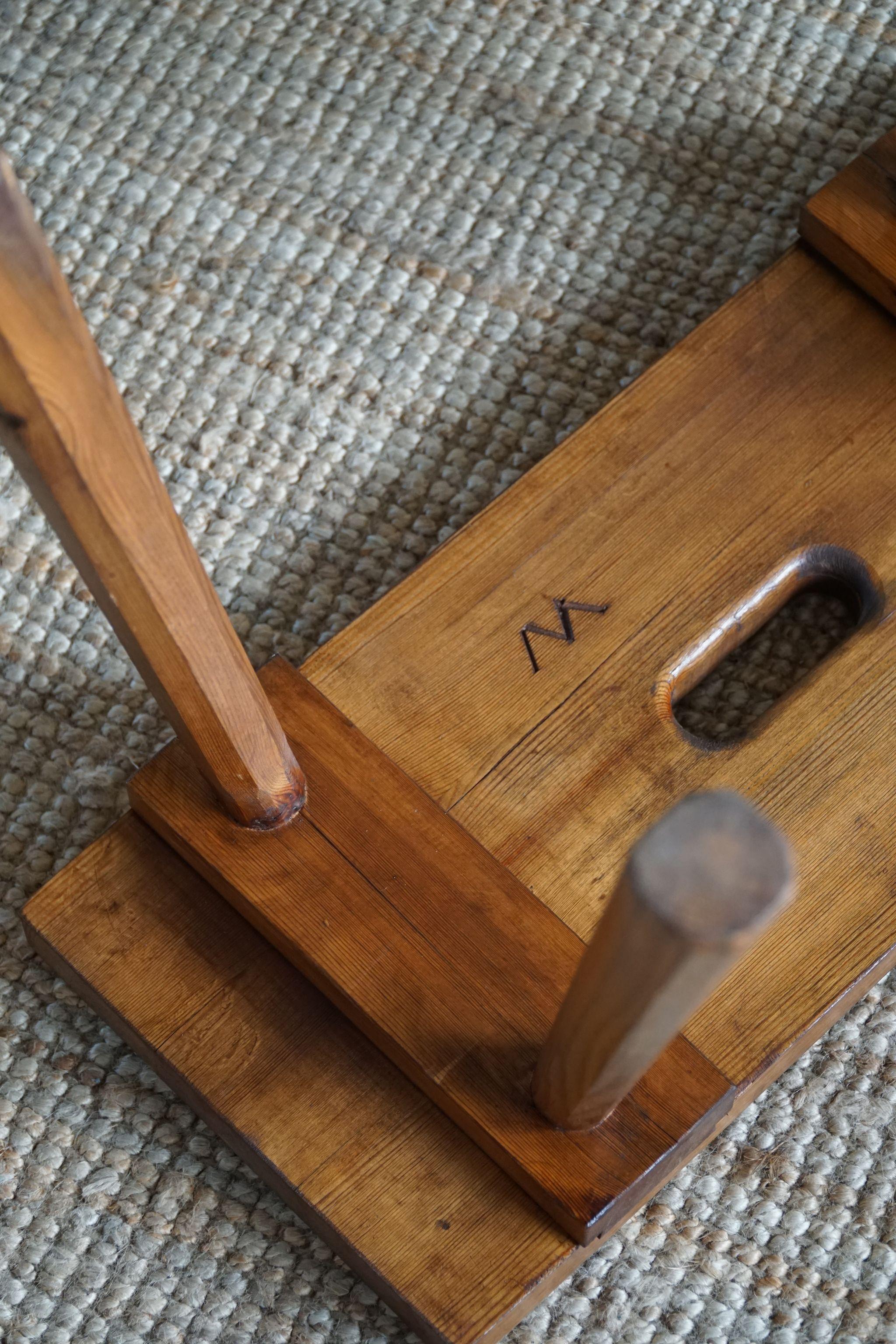 Swedish Modern Rectangular Stool in Solid Pine by Carl Malmsten, 1950s In Good Condition In Odense, DK