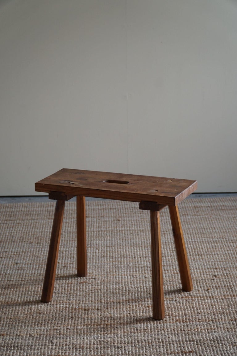 Swedish Modern Rectangular Stool in Solid Pine by Carl Malmsten, 1950s ...