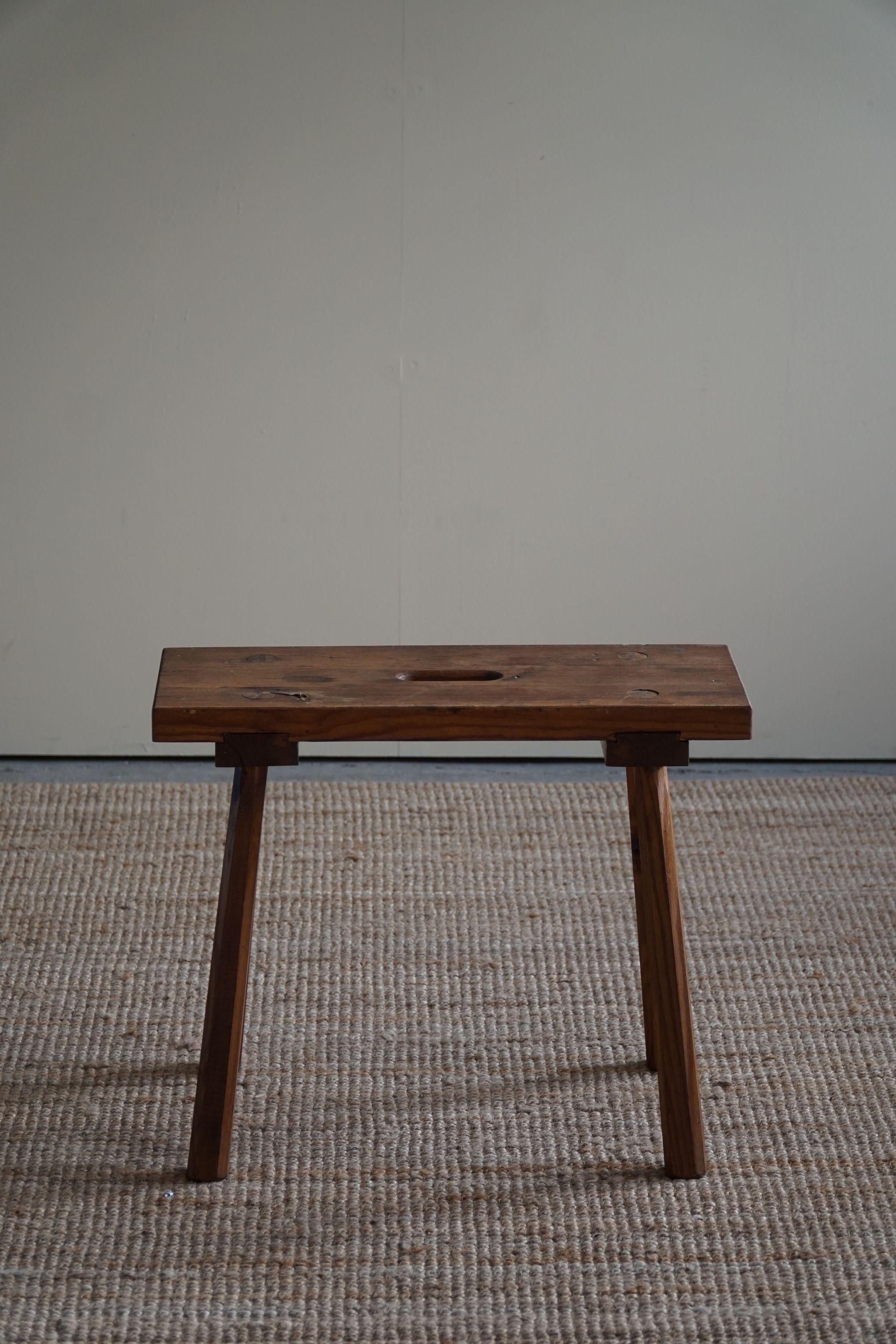 Swedish Modern Rectangular Stool in Solid Pine by Carl Malmsten, 1950s 3