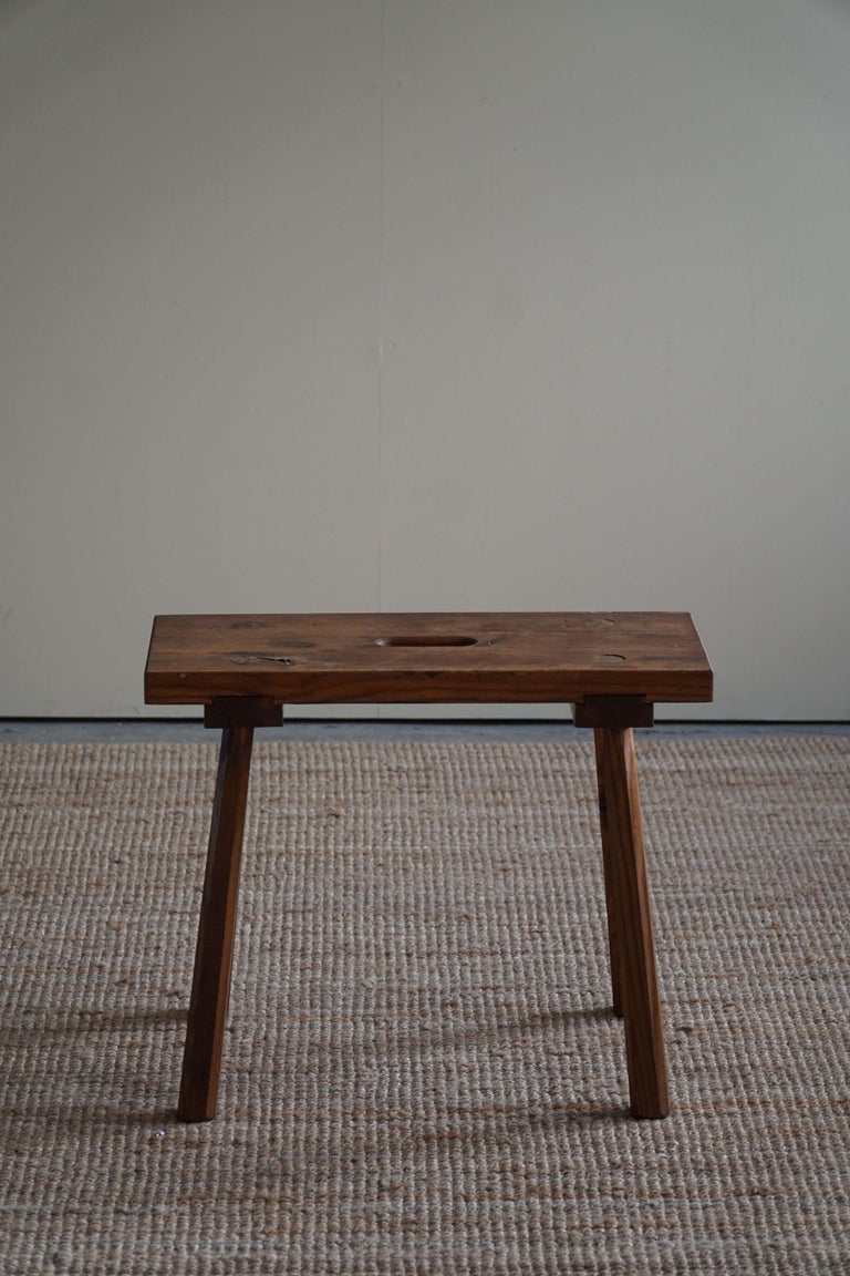 Swedish Modern Rectangular Stool in Solid Pine by Carl Malmsten, 1950s ...
