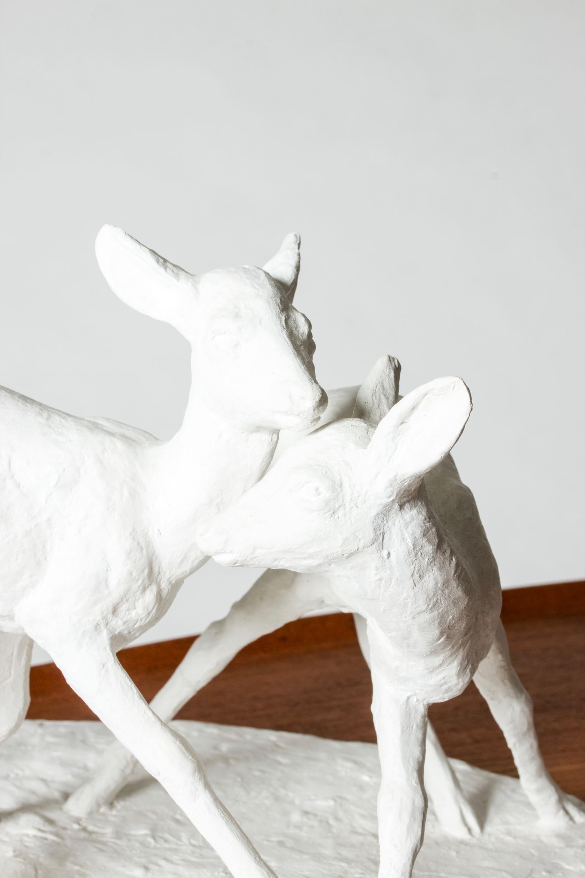 Swedish Modern Roe Deers Sculpture by Arvid Knöppel, Sweden, 1930s In Good Condition For Sale In Stockholm, SE