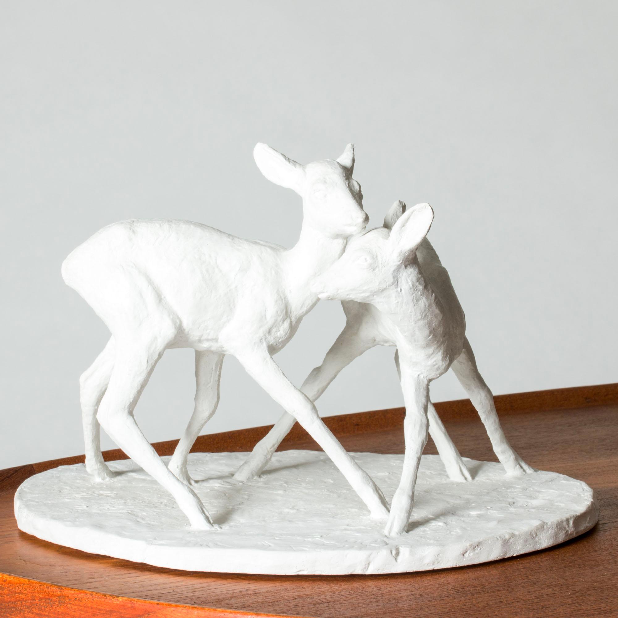 Mid-20th Century Swedish Modern Roe Deers Sculpture by Arvid Knöppel, Sweden, 1930s For Sale