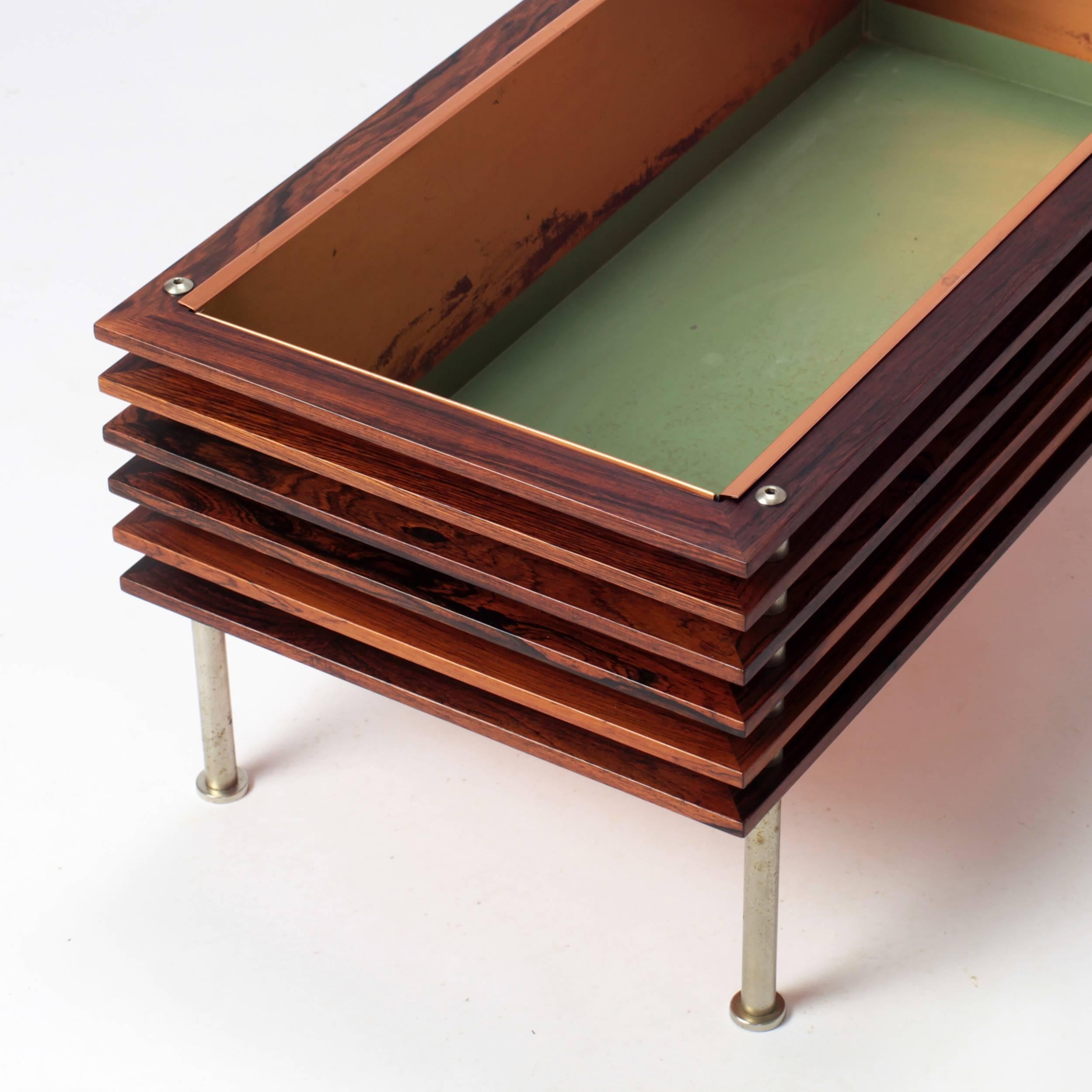Swedish Modern Rosewood and Copper Planter Jardiniere for Troeds 1960's 4