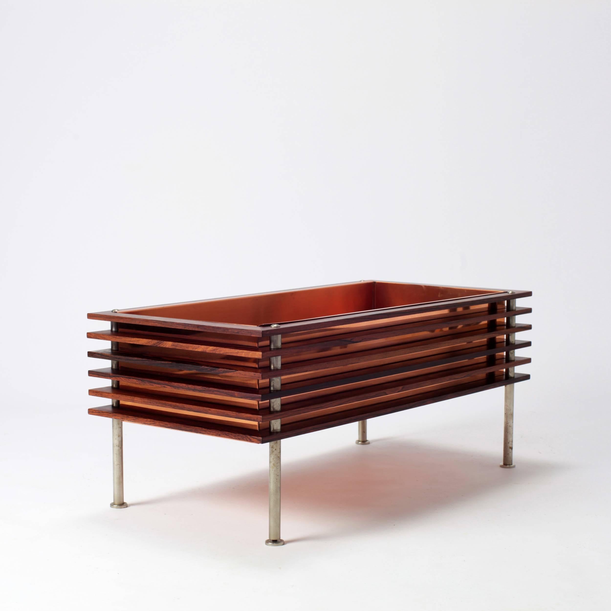 Swedish Modern Rosewood and Copper Planter Jardiniere for Troeds 1960's In Good Condition In Saint  Ouen, FR