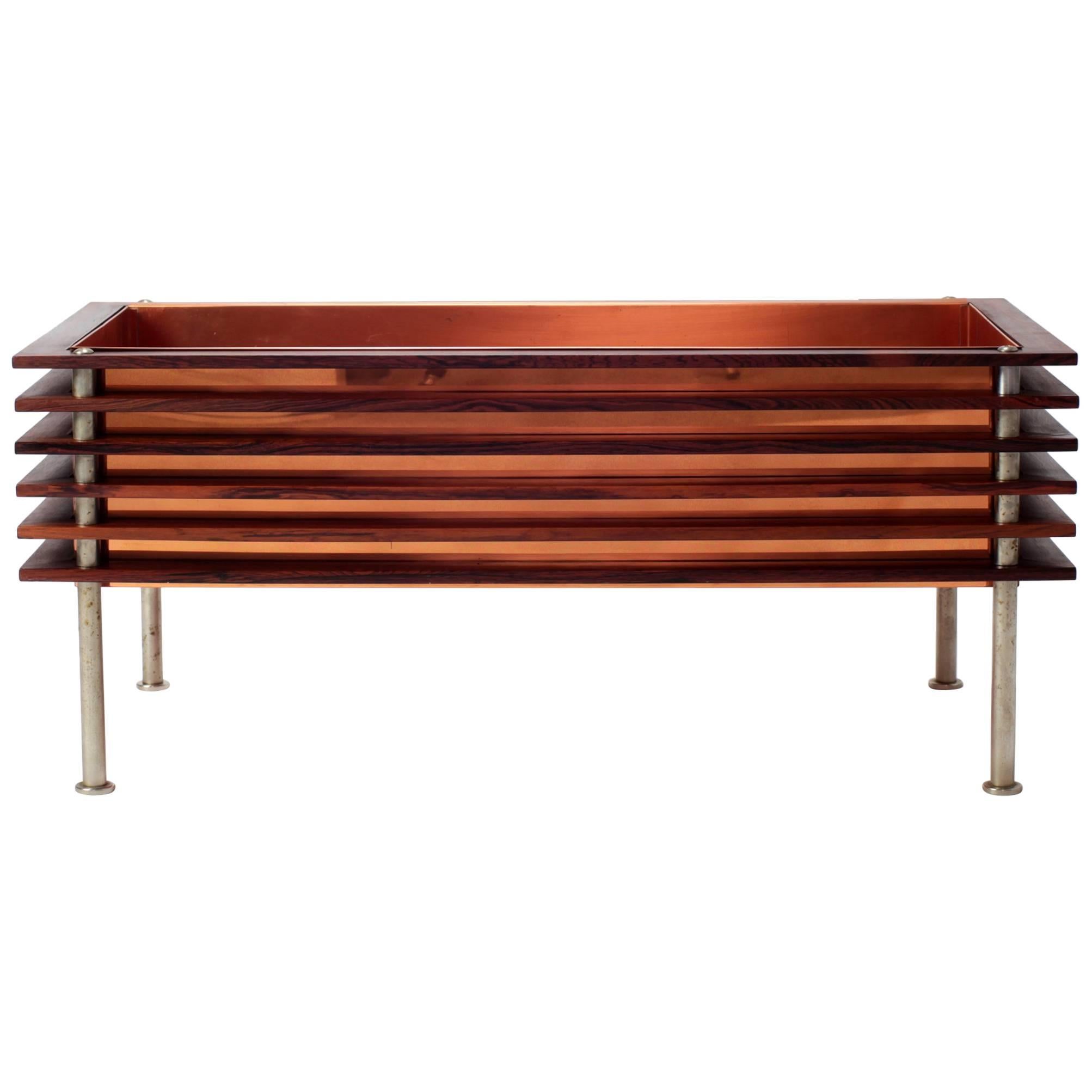 Swedish Modern Rosewood and Copper Planter Jardiniere for Troeds 1960's