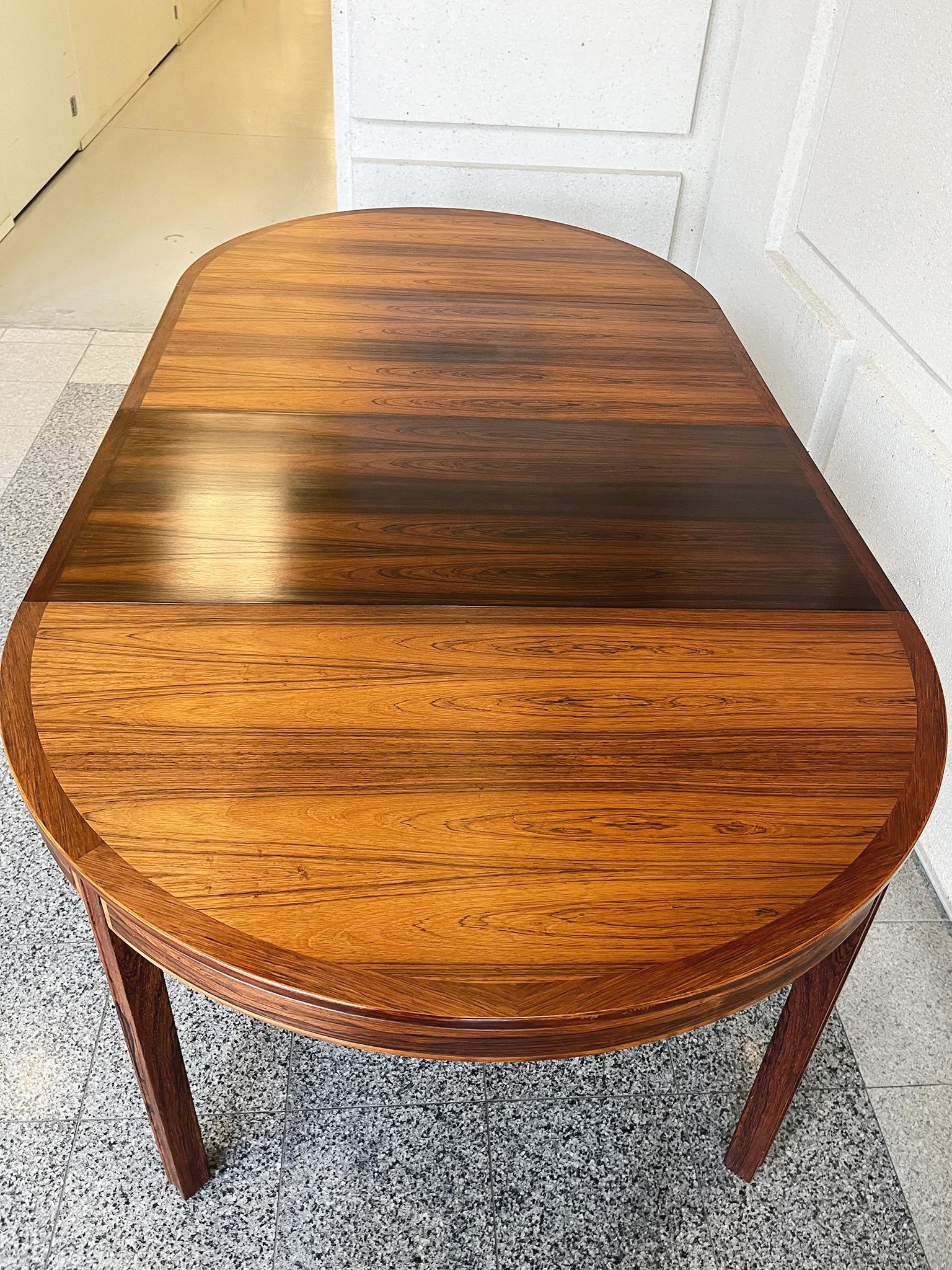 Wood Swedish Modern Rosewood Extendable Dining Table by Bertil Fridhagen