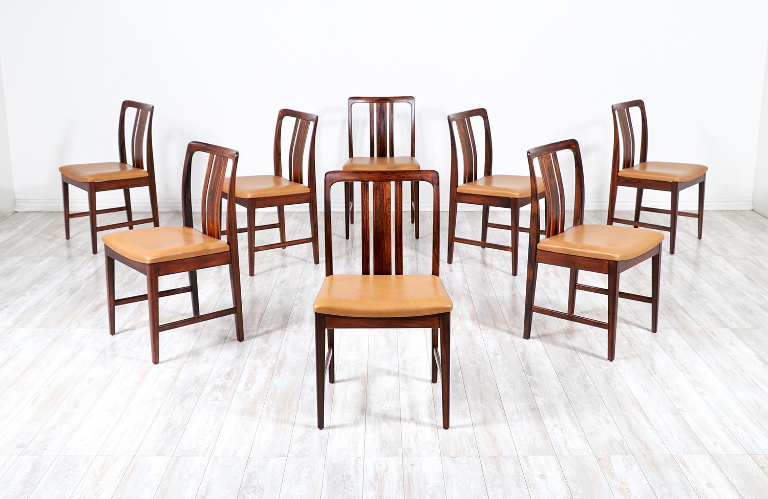 Swedish modern rosewood & leather dining chairs by Linde Nilsson.