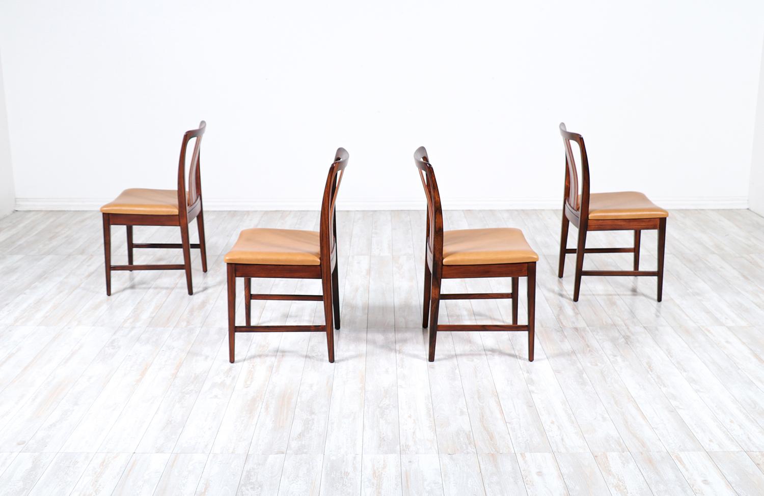Scandinavian Modern Swedish Modern Rosewood & Leather Dining Chairs by Linde Nilsson