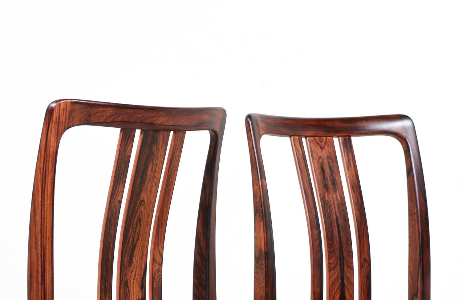 Mid-20th Century Swedish Modern Rosewood & Leather Dining Chairs by Linde Nilsson