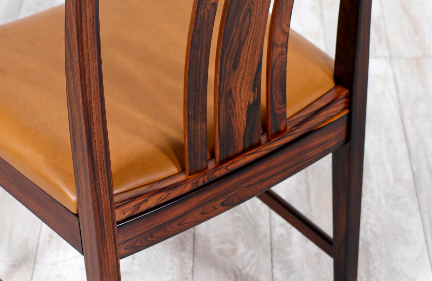 Swedish Modern Rosewood & Leather Dining Chairs by Linde Nilsson 1