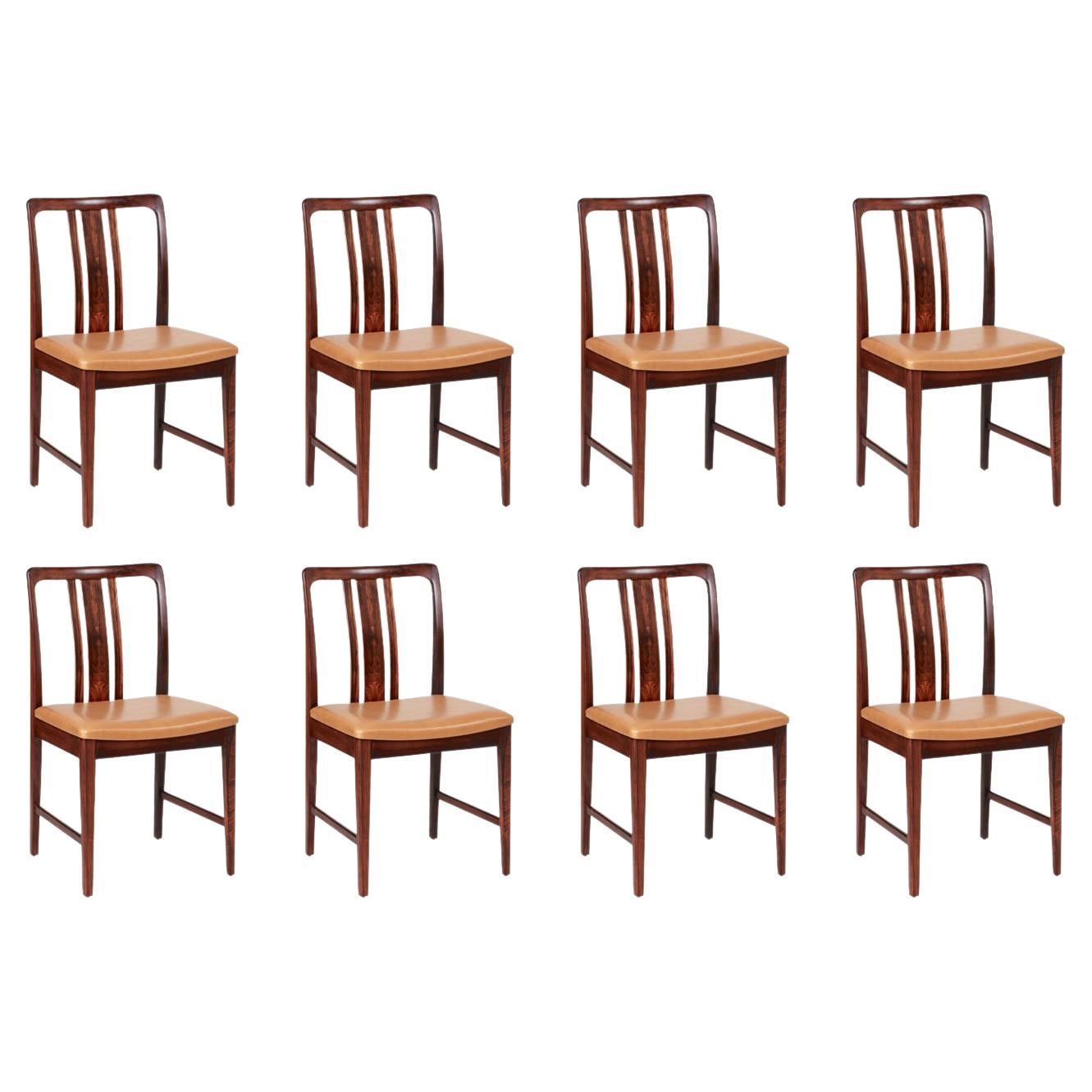 Swedish Modern Rosewood & Leather Dining Chairs by Linde Nilsson