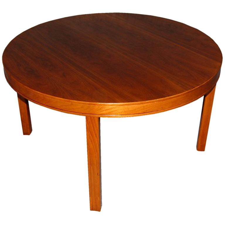 Swedish Modern Round Walnut End or Coffee Table by Carl Malmsten For Sale