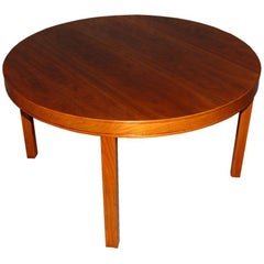 Vintage Swedish Modern Round Walnut End or Coffee Table by Carl Malmsten