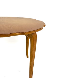 Swedish Modern Scalloped Coffee Table in Flame Birch, Sweden, 1940s