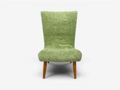 Swedish Modern, Scoop Lounge Chair, Green Fabric, Beech, Sweden, 1940s