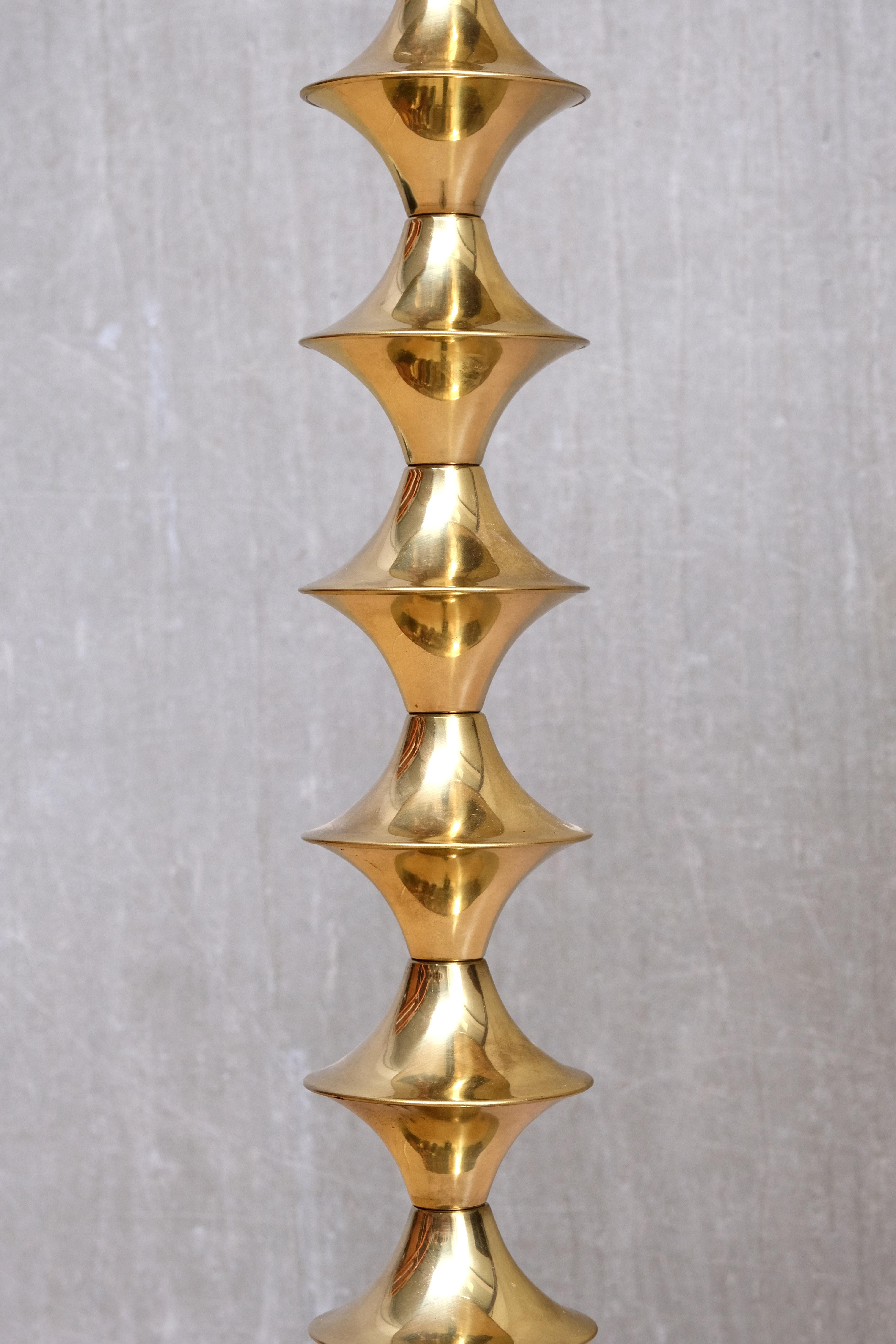 Mid-20th Century Swedish Modern Sculptural Brass Floor Lamp by Elit AB, 1960s For Sale