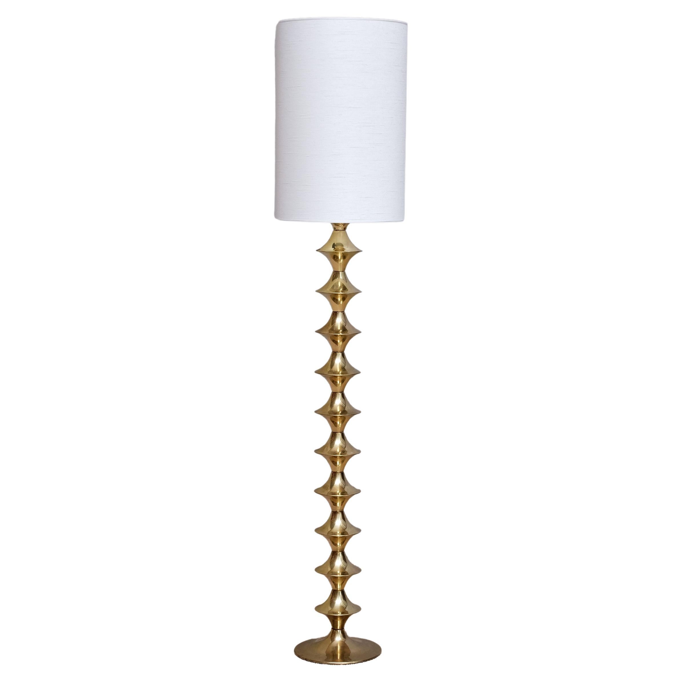 Swedish Modern Sculptural Brass Floor Lamp by Elit AB, 1960s For Sale