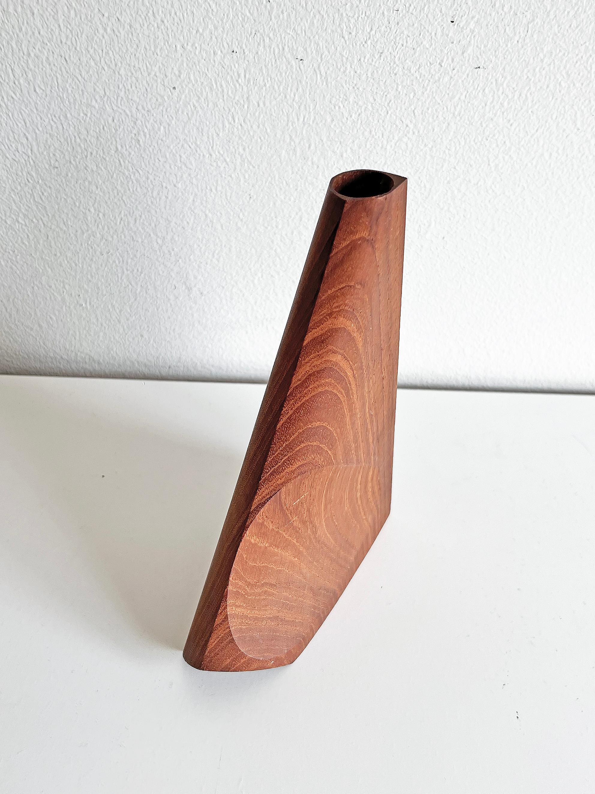 Swedish Modern Sculptural Vase in Teak For Sale 1