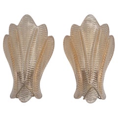 Swedish Modern sculptural wall sconces in glass by Carl Fagerlund, Orrefors