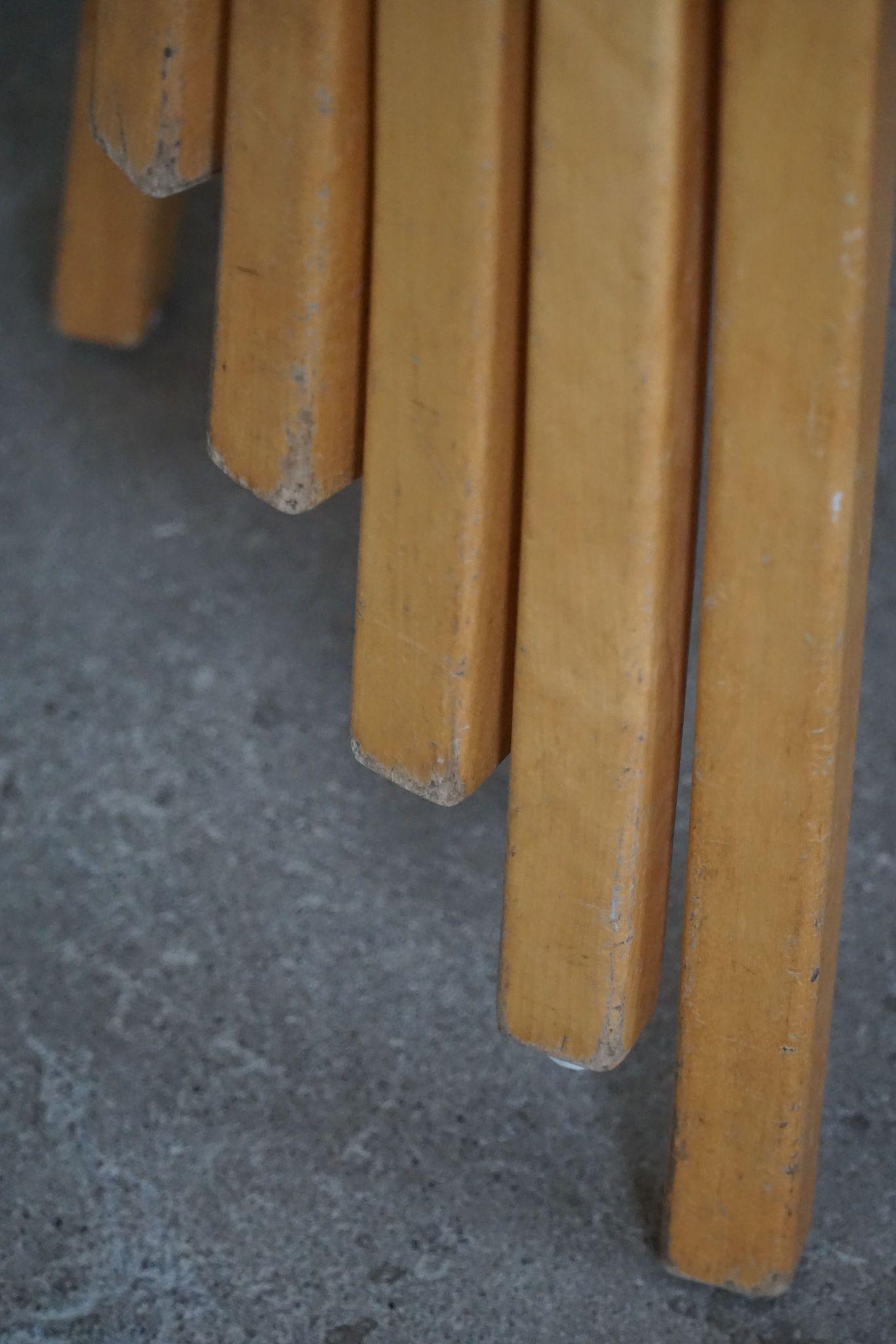 Swedish Modern, Set of 14 Stackable Stools in Birch & Hessian, 1980s For Sale 7
