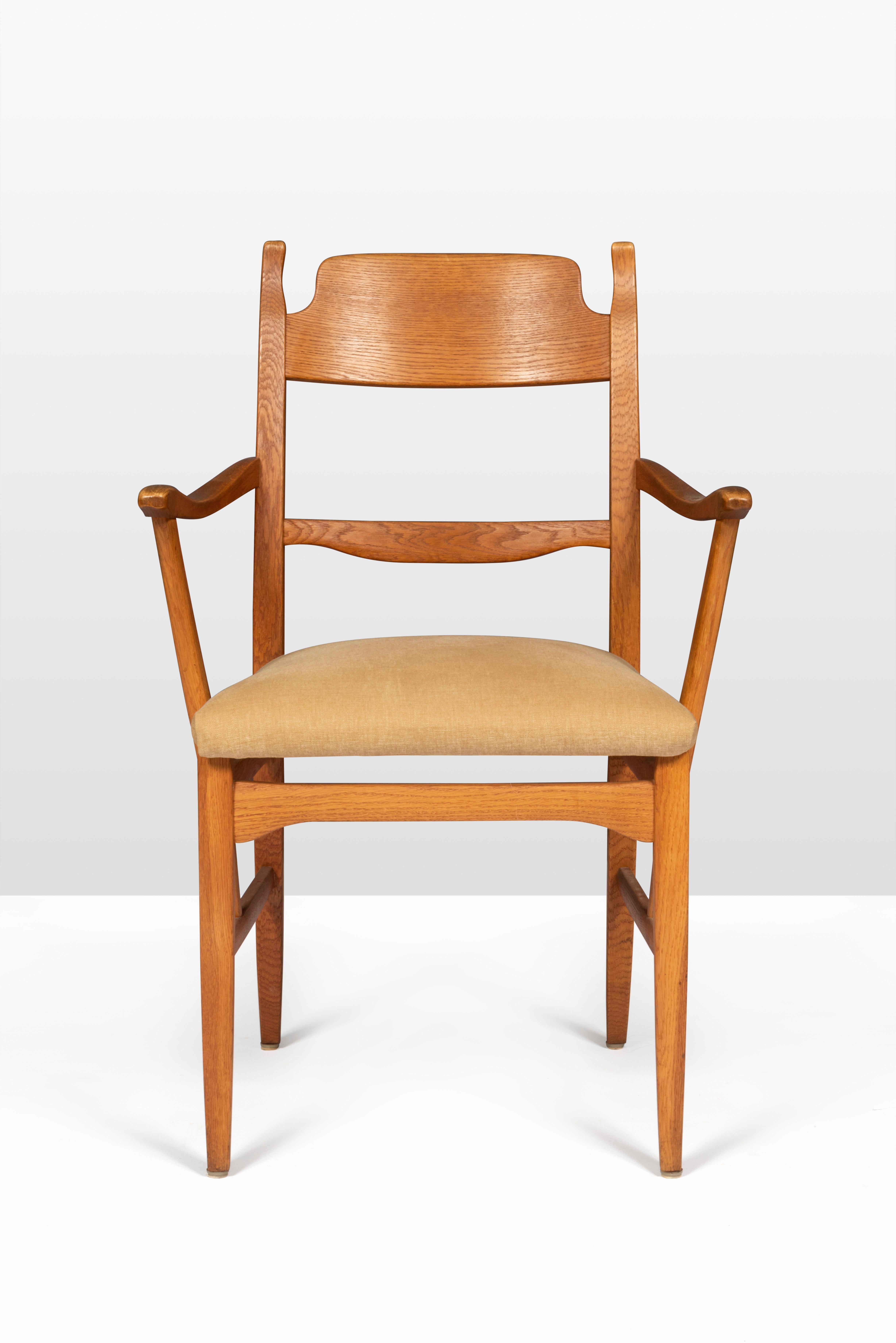 Fabric Swedish Modern Set of 2 Armchairs, Birchwood, 1960's For Sale