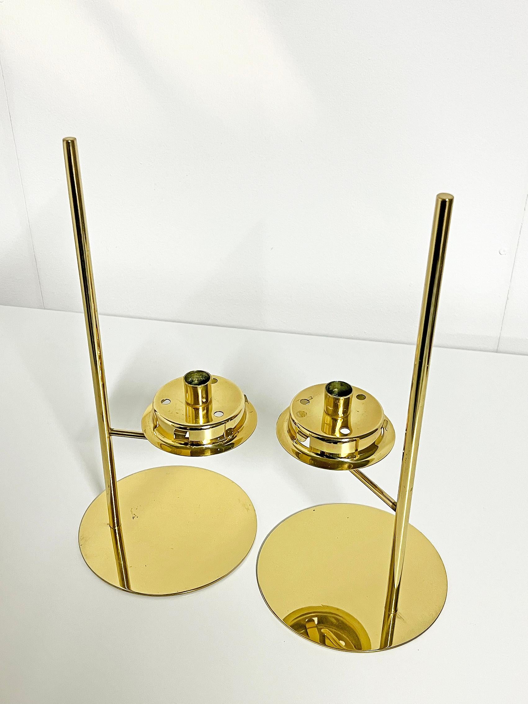 Brass Swedish Modern Set of 2 Candle Holders by Hans-Agne Jakobsson Model L 191  For Sale