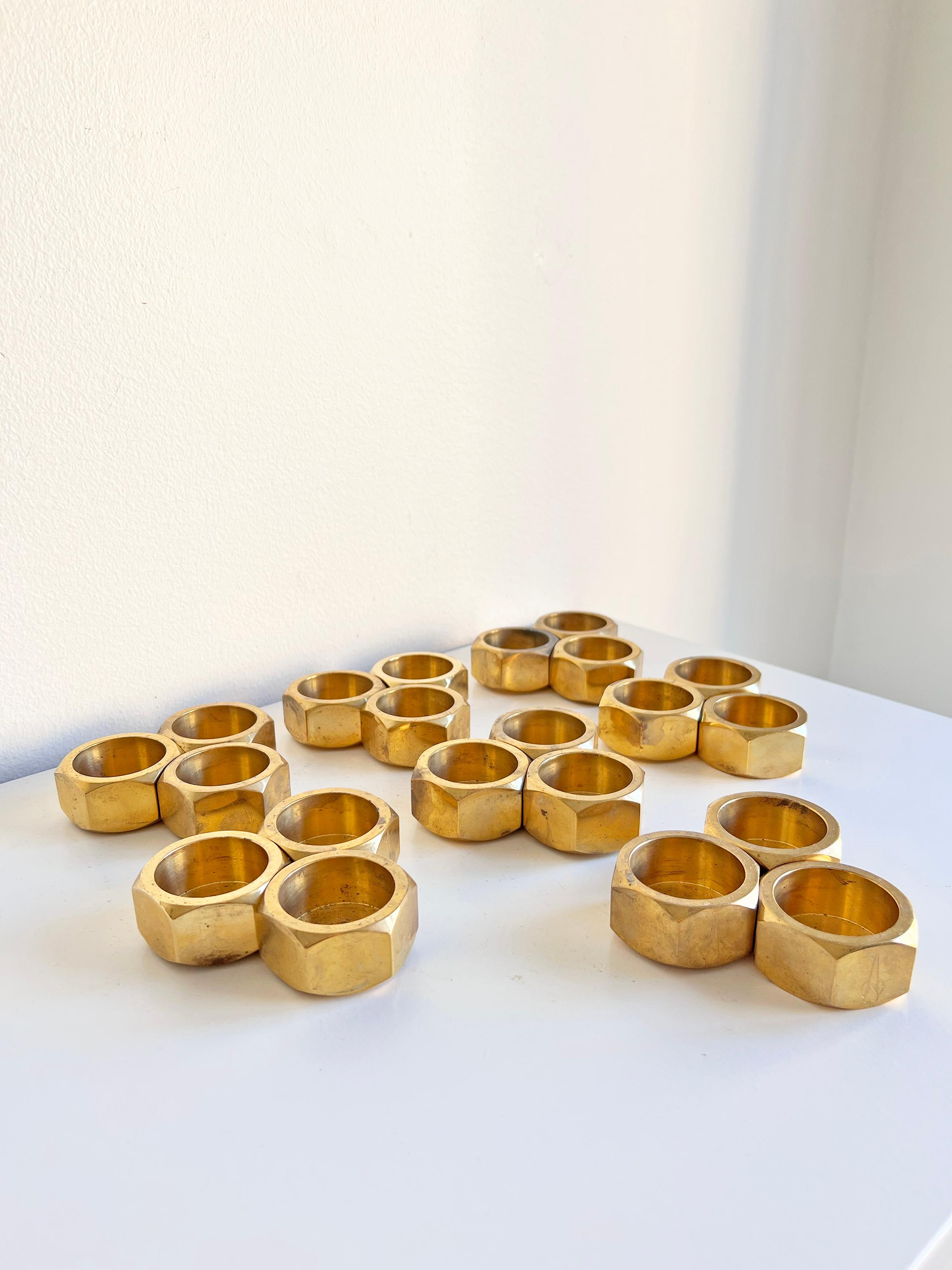 Swedish Modern Set of 21 Candle Holders in Brass For Sale 1