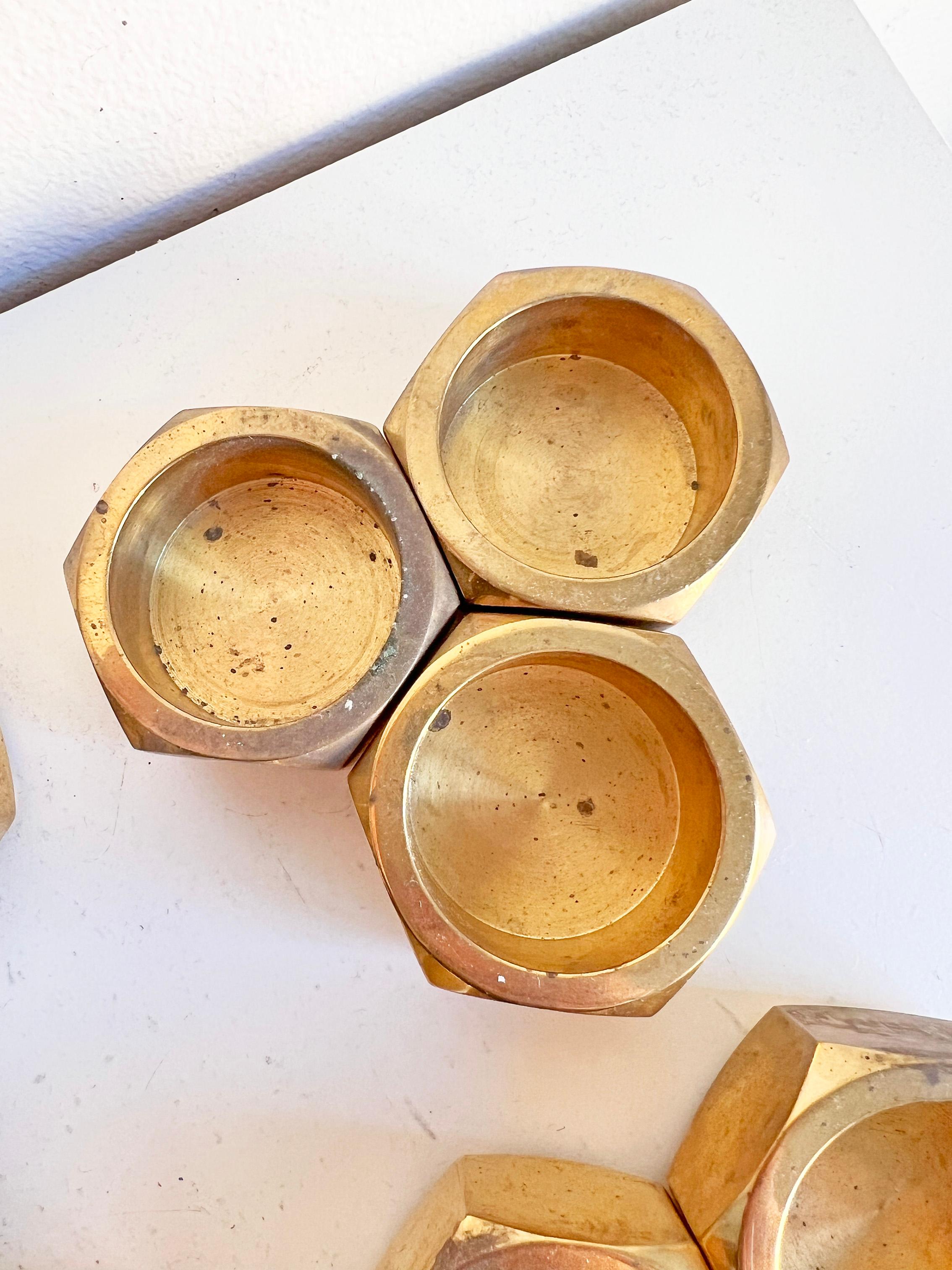 Swedish Modern Set of 21 Candle Holders in Brass For Sale 4