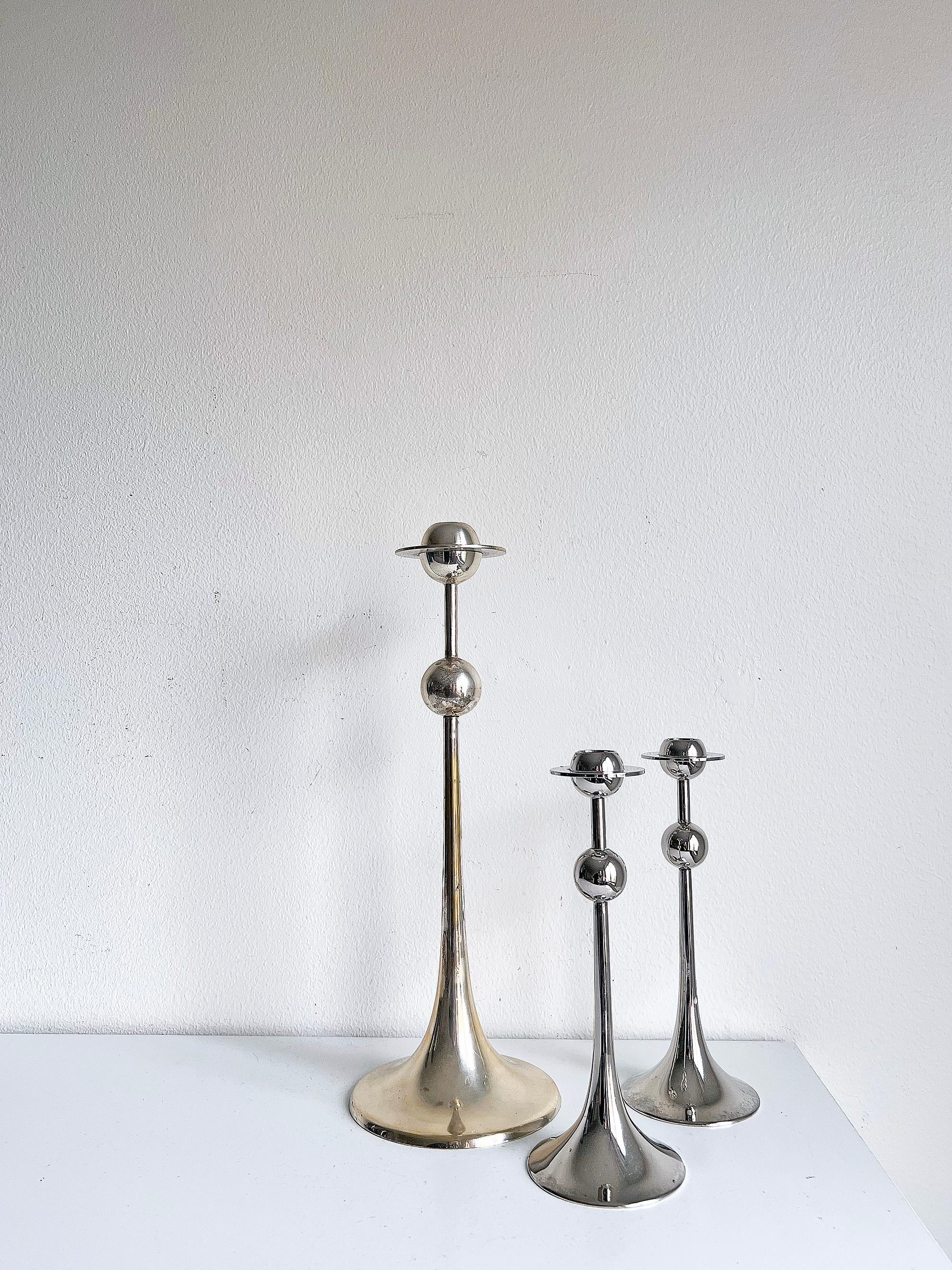 Swedish Modern Set of 3 Candleholders by Kjell Engman for Gense In Good Condition For Sale In Örebro, SE