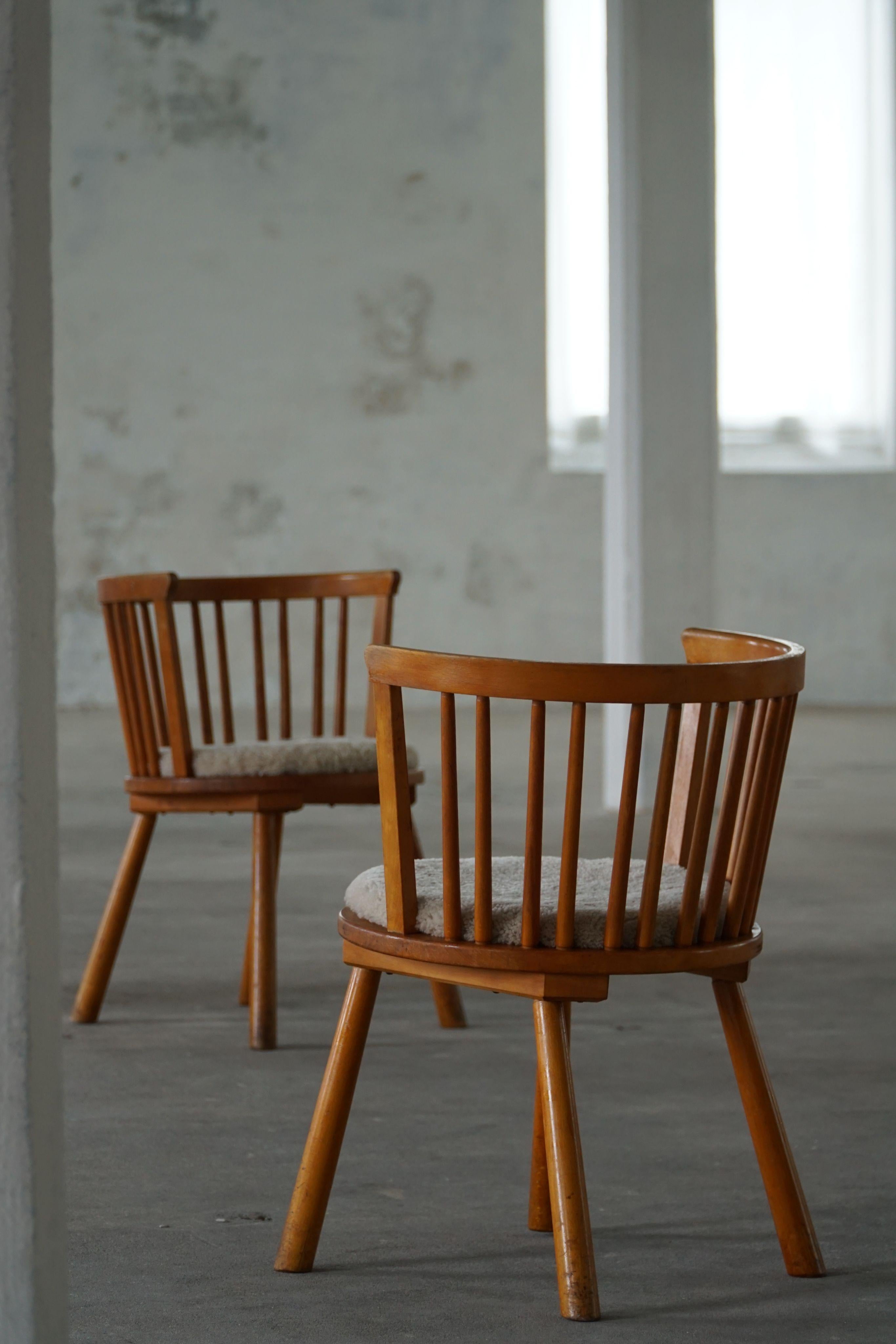 Scandinave moderne Ensemble de 4 fauteuils modernes suédois dans le style d'Axel Einar Hjorth, années 1930 en vente
