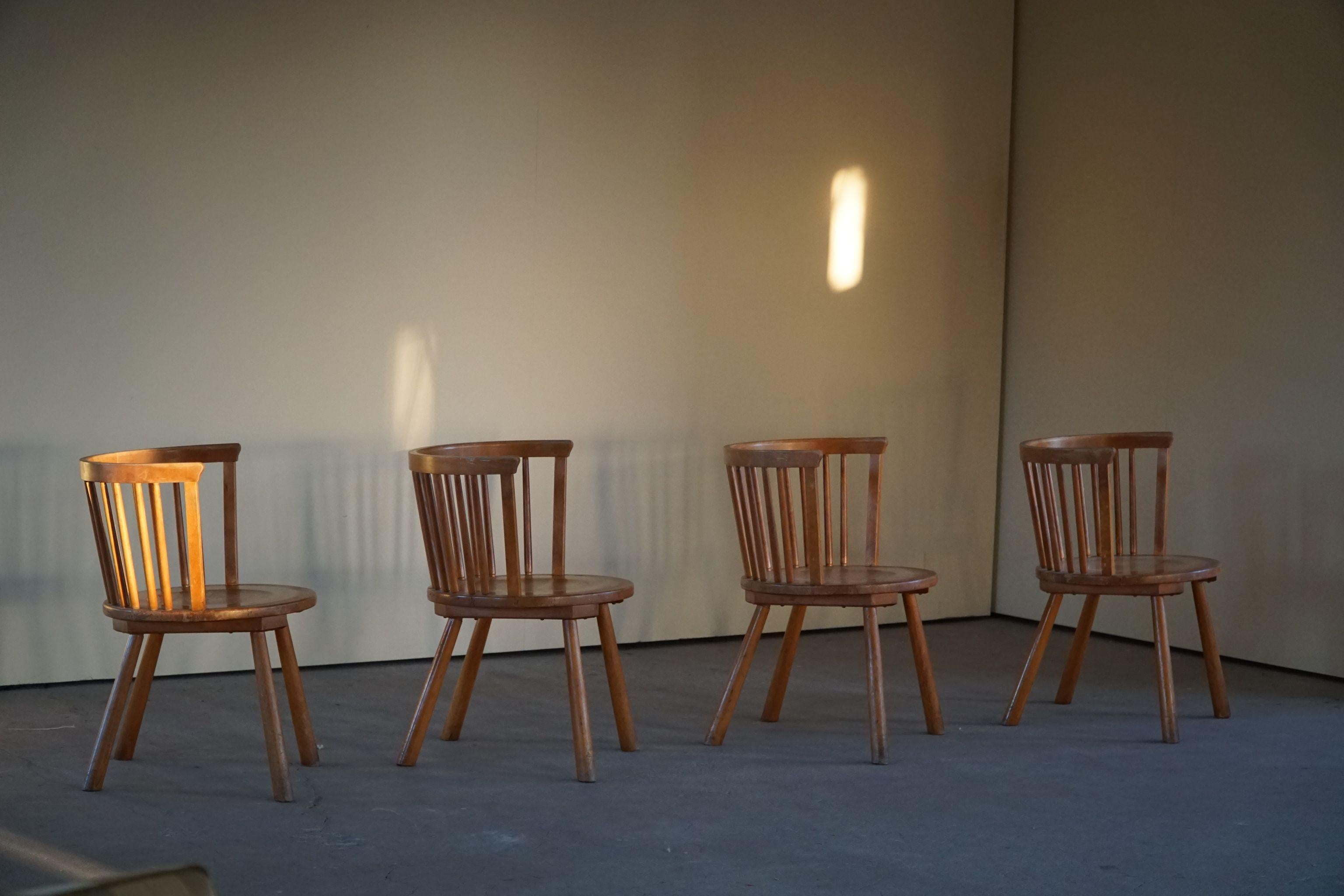 Swedish Modern Set of 4 Armchairs in the Style of Axel Einar Hjorth, 1930s In Good Condition For Sale In Odense, DK