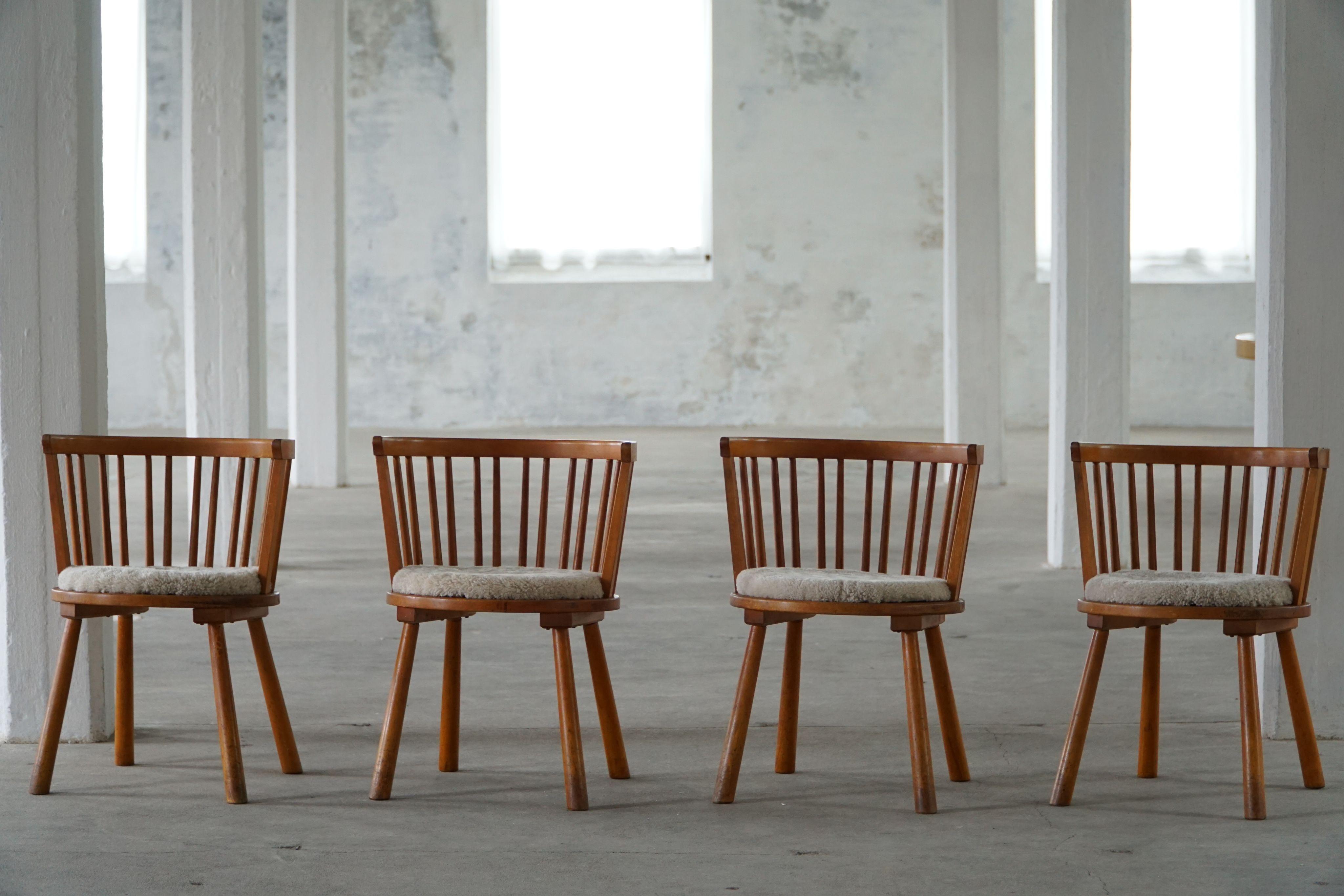 Ensemble de 4 fauteuils modernes suédois dans le style d'Axel Einar Hjorth, années 1930 en vente 2