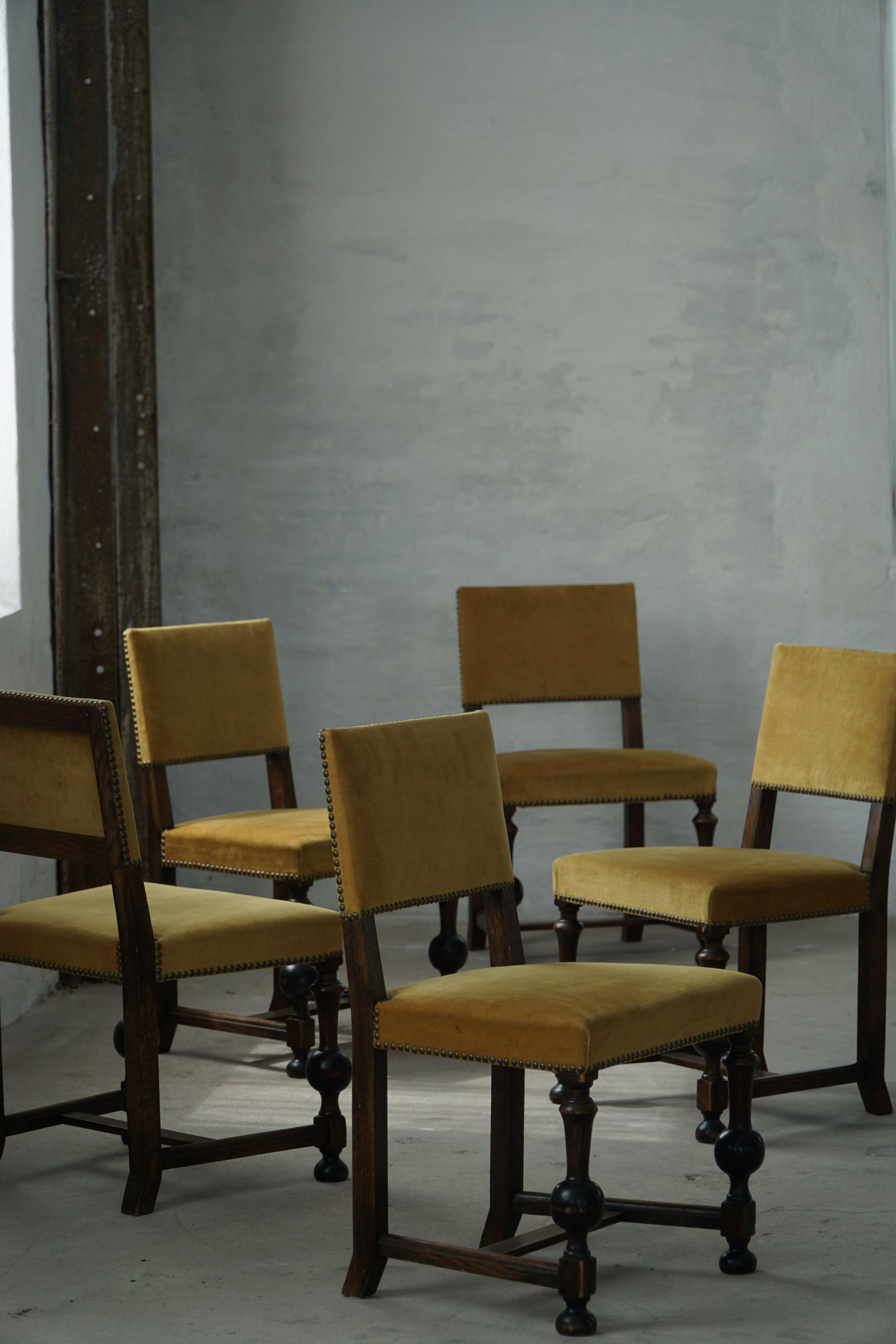 Modernité suédoise, ensemble de 6 chaises en velours doré par Otto Schulz pour BOET, années 1940 en vente 8