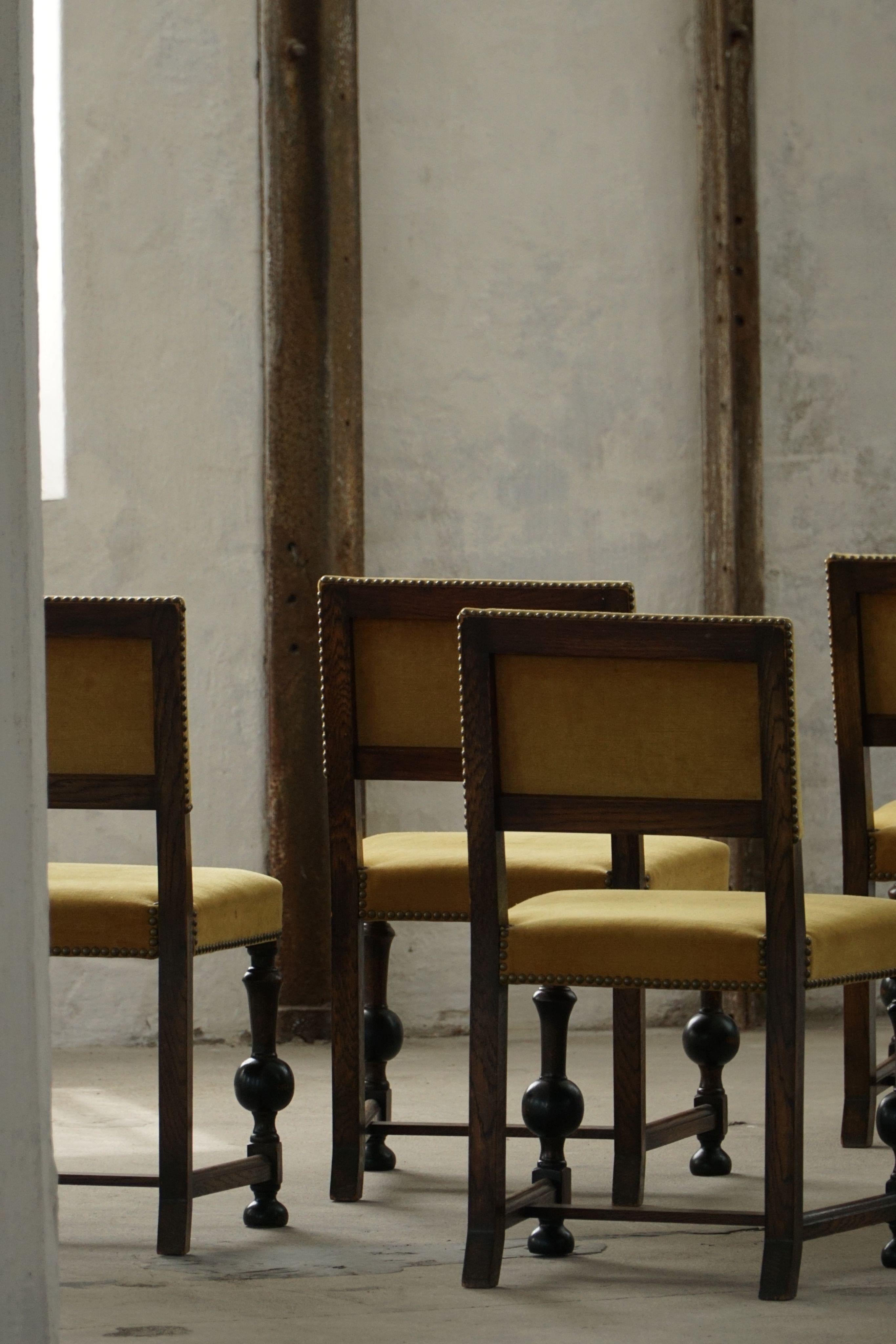 Modernité suédoise, ensemble de 6 chaises en velours doré par Otto Schulz pour BOET, années 1940 en vente 10
