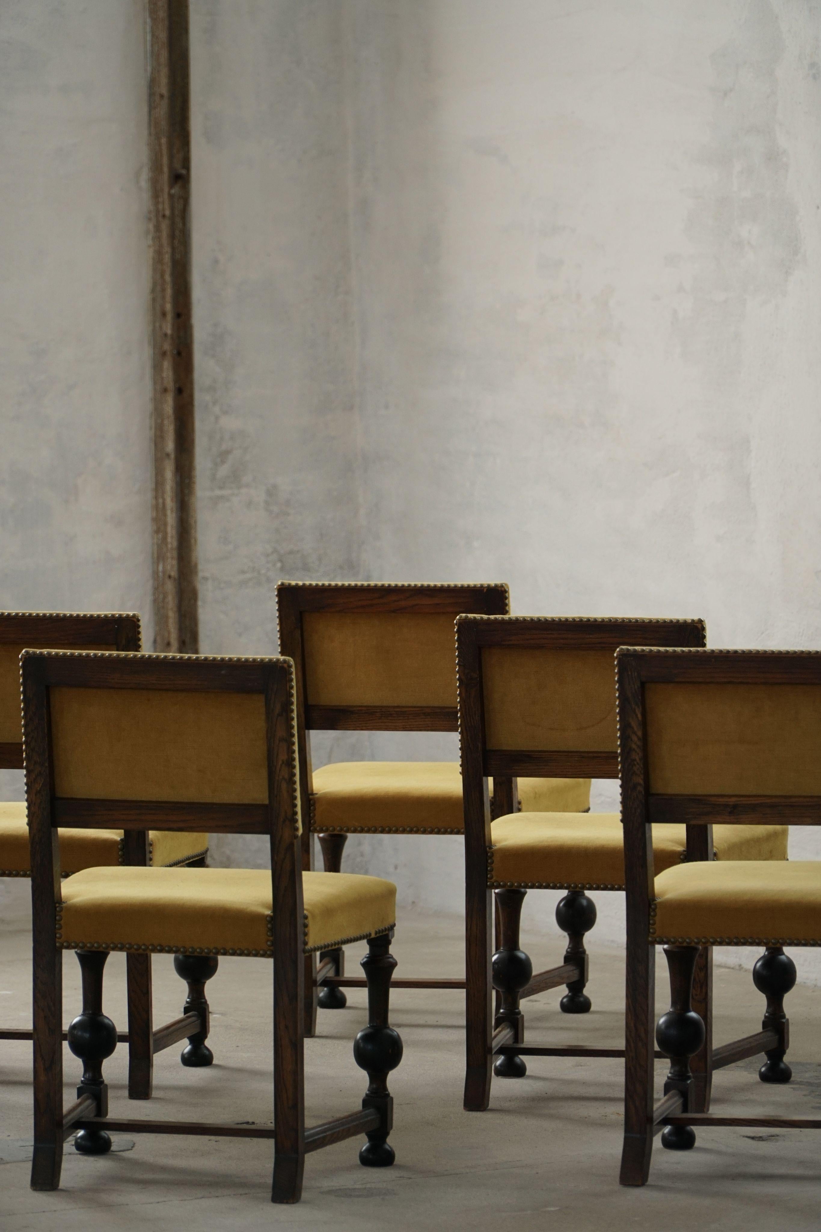 Modernité suédoise, ensemble de 6 chaises en velours doré par Otto Schulz pour BOET, années 1940 en vente 11