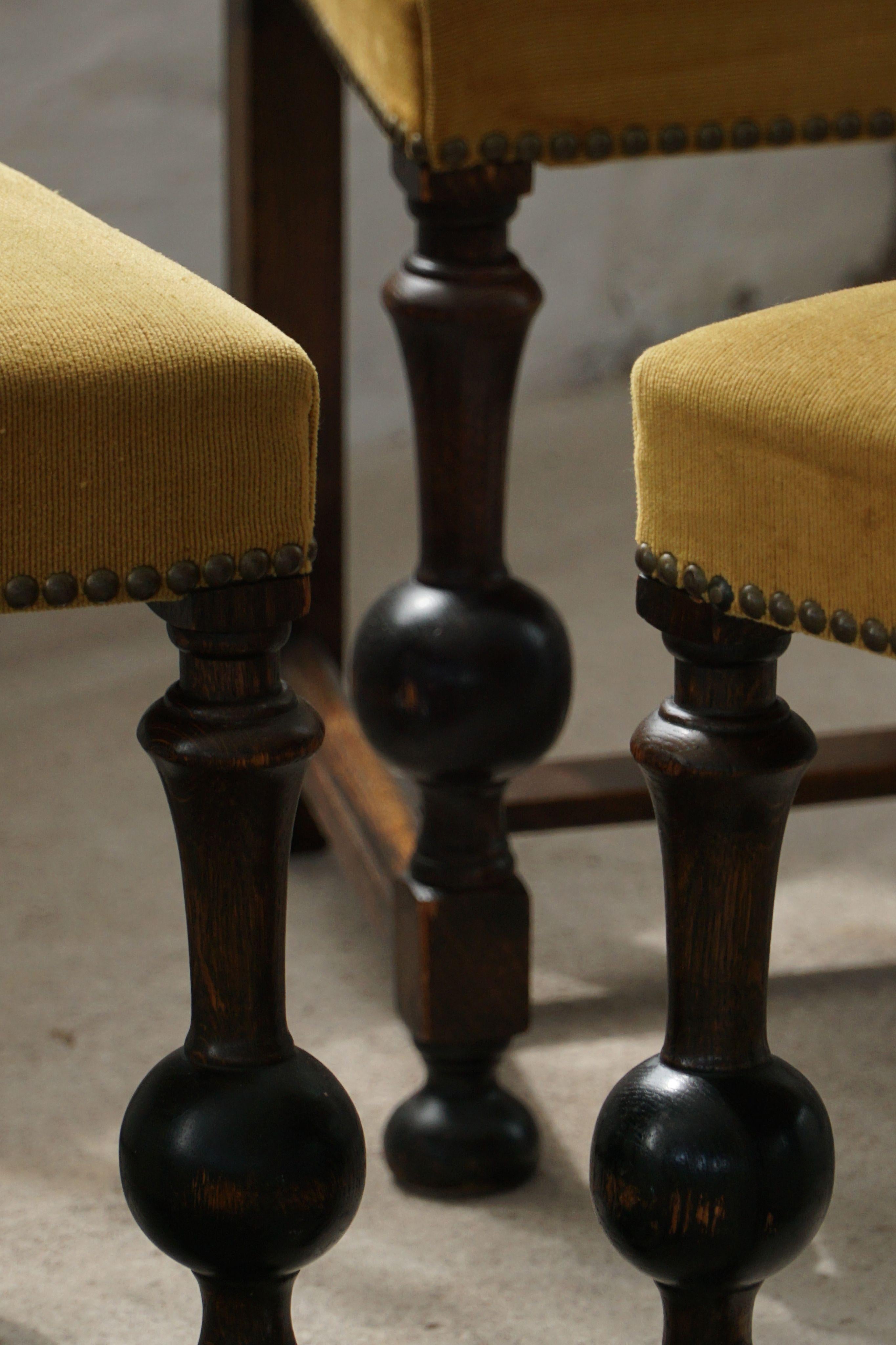 Velours Modernité suédoise, ensemble de 6 chaises en velours doré par Otto Schulz pour BOET, années 1940 en vente