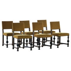 Modernité suédoise, ensemble de 6 chaises en velours doré par Otto Schulz pour BOET, années 1940