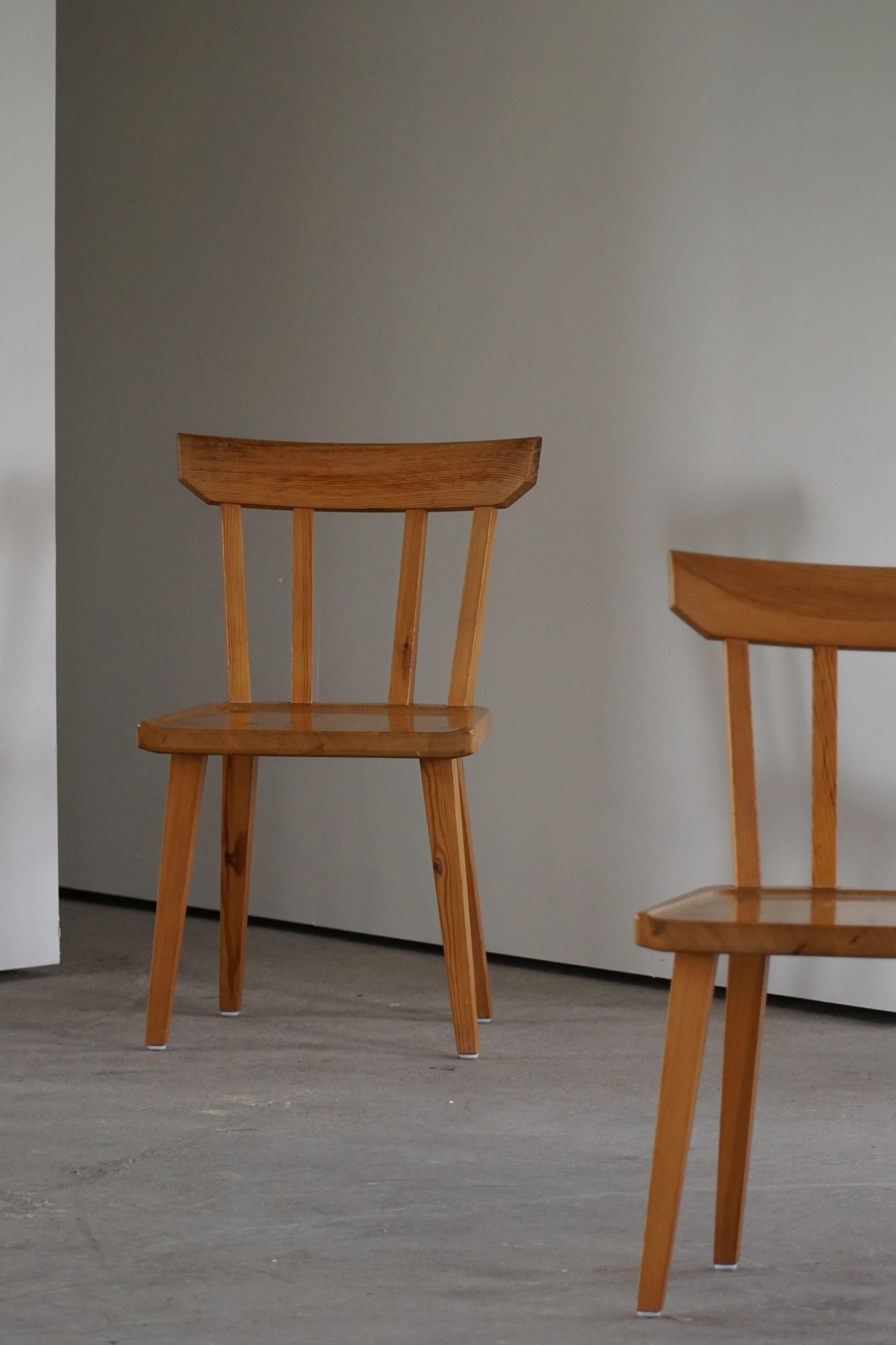 Brutalist Swedish Modern, Set of 6 Dining Chairs by Carl Malmsten, Mid Century, 1960s
