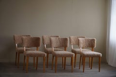 The Modernity, ensemble de 6 chaises de salle à manger, laine d'agneau et bouleau, Axel Larsson, années 1950