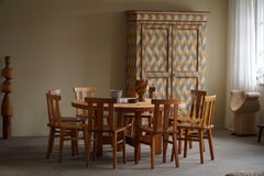 Swedish Modern, Set of 8 Chairs in Solid Pine, Axel Einar Hjorth Style, 1950s