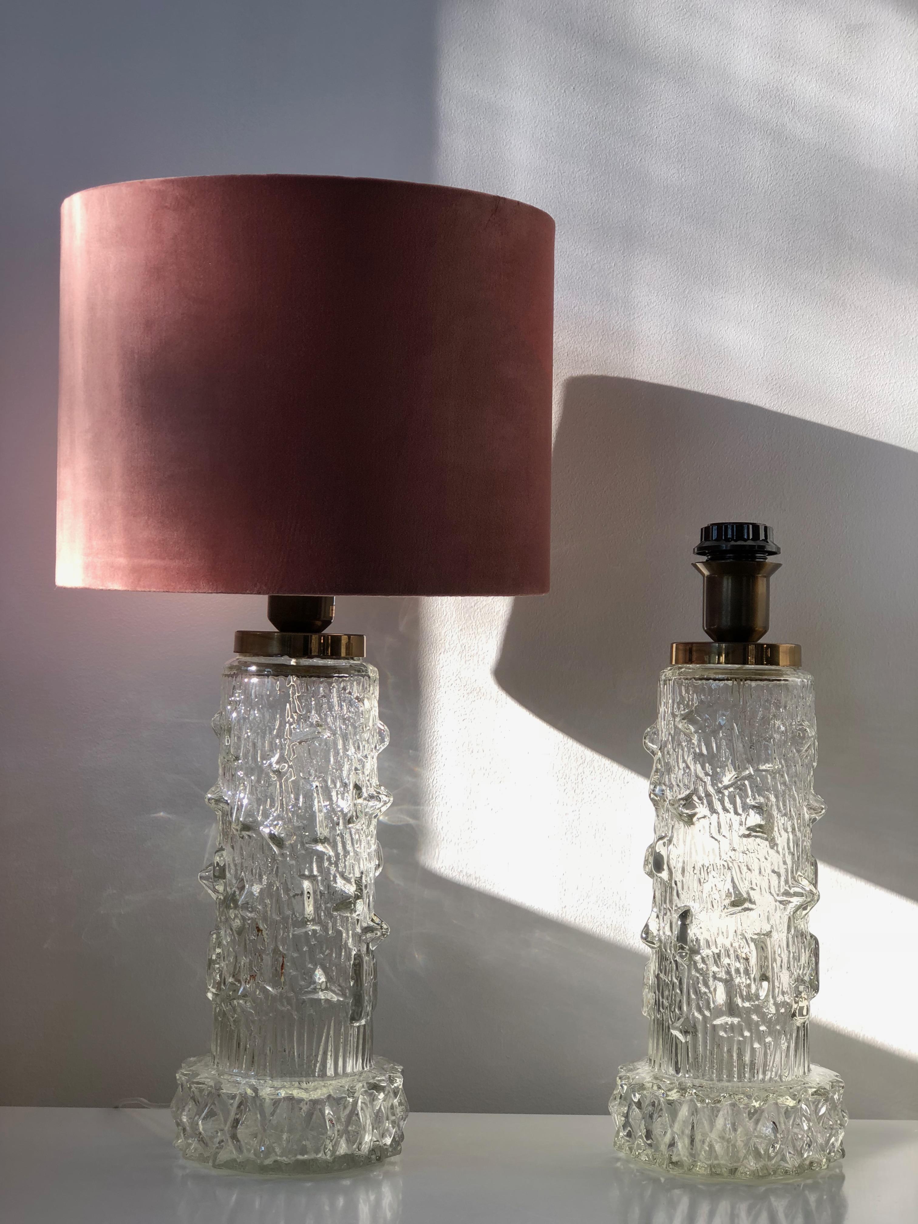 Mid-Century Modern Swedish Modern Pair of Clear Glass Table Lamps by Stilarmatur